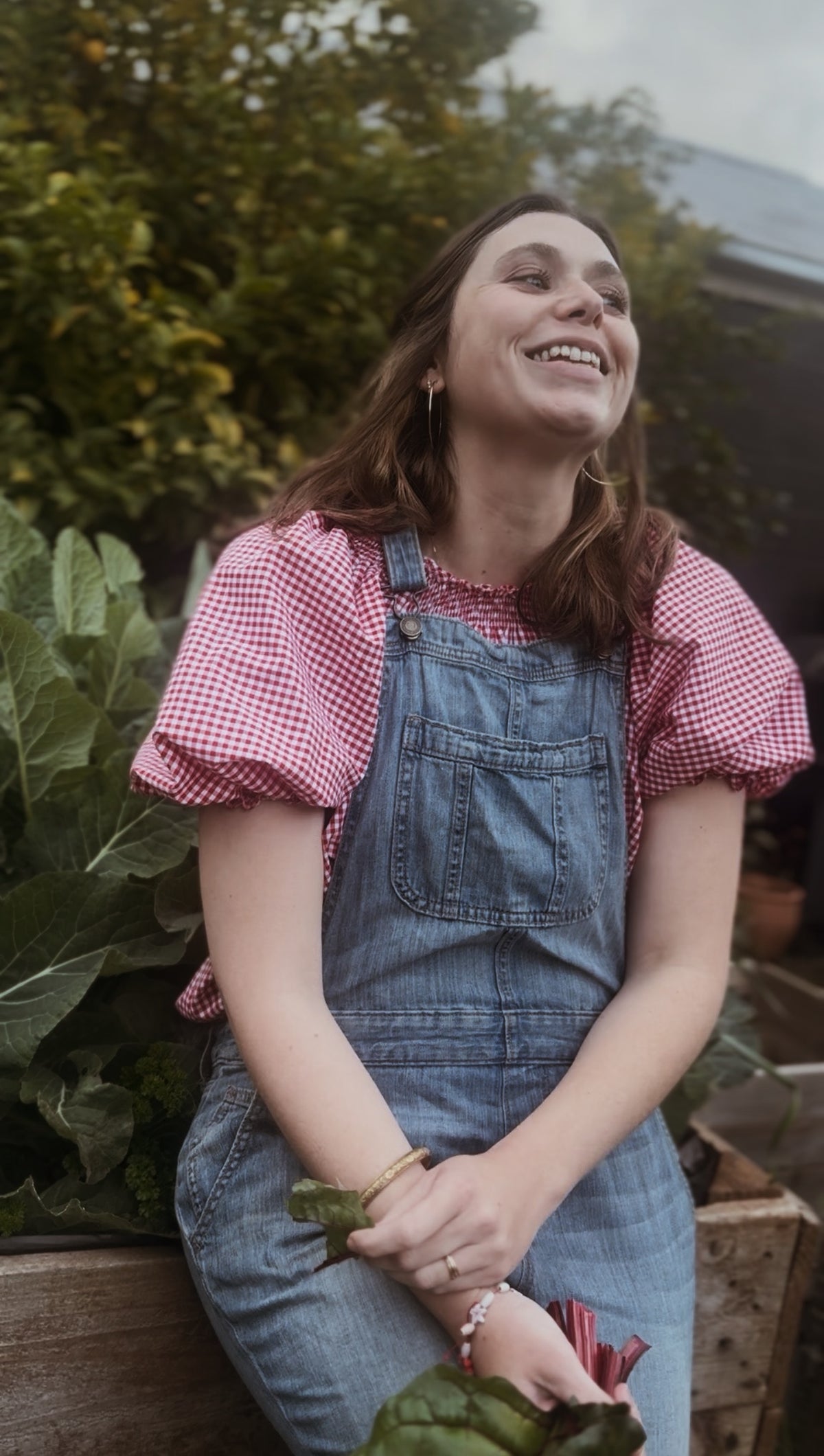 ANYA SMOCK BLOUSE RED GINGHAM COTTON