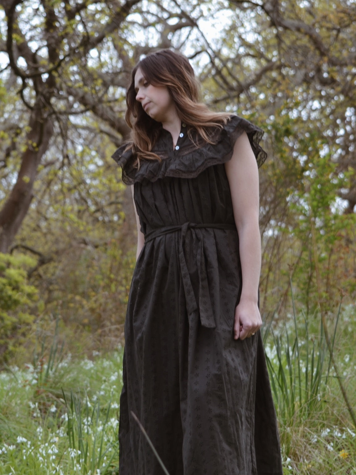 100% RECYCLED COTTON - REVERIE DRESS WASHED BLACK