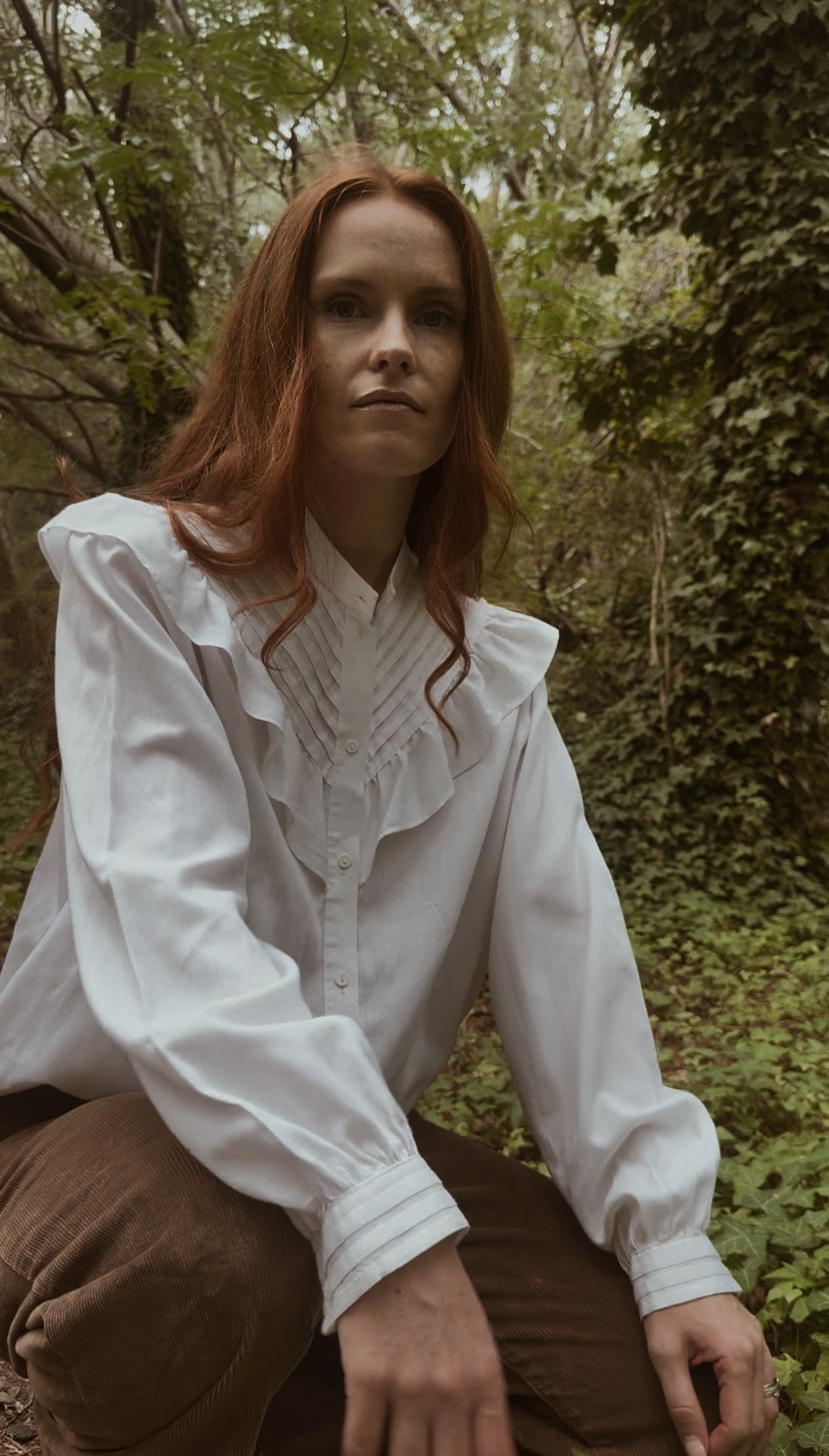 VINTAGE HANDMADE FRILL BLOUSE S-M