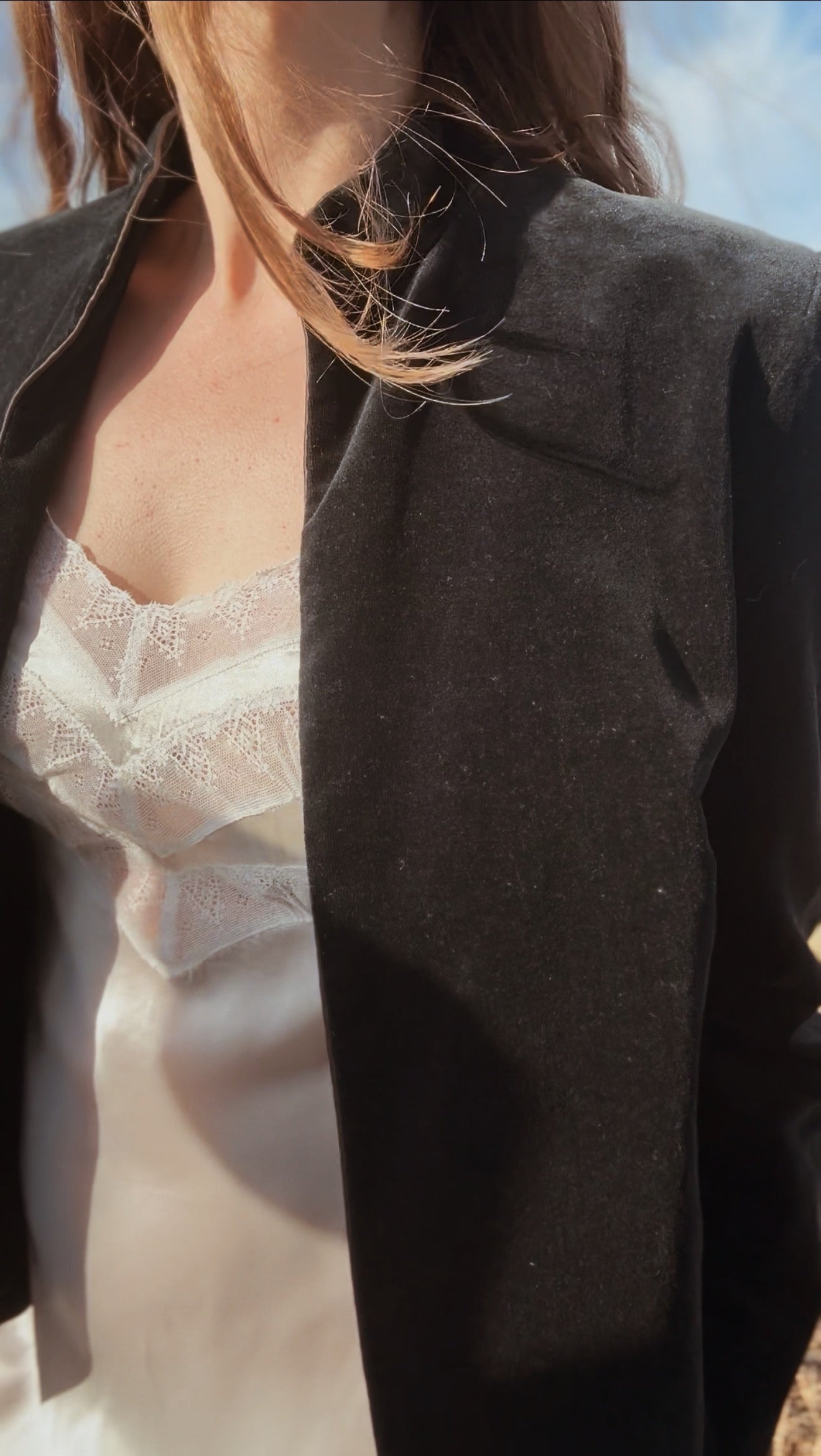 VINTAGE ELIZA BLACK COTTON VELVETEEN JACKET XS - M