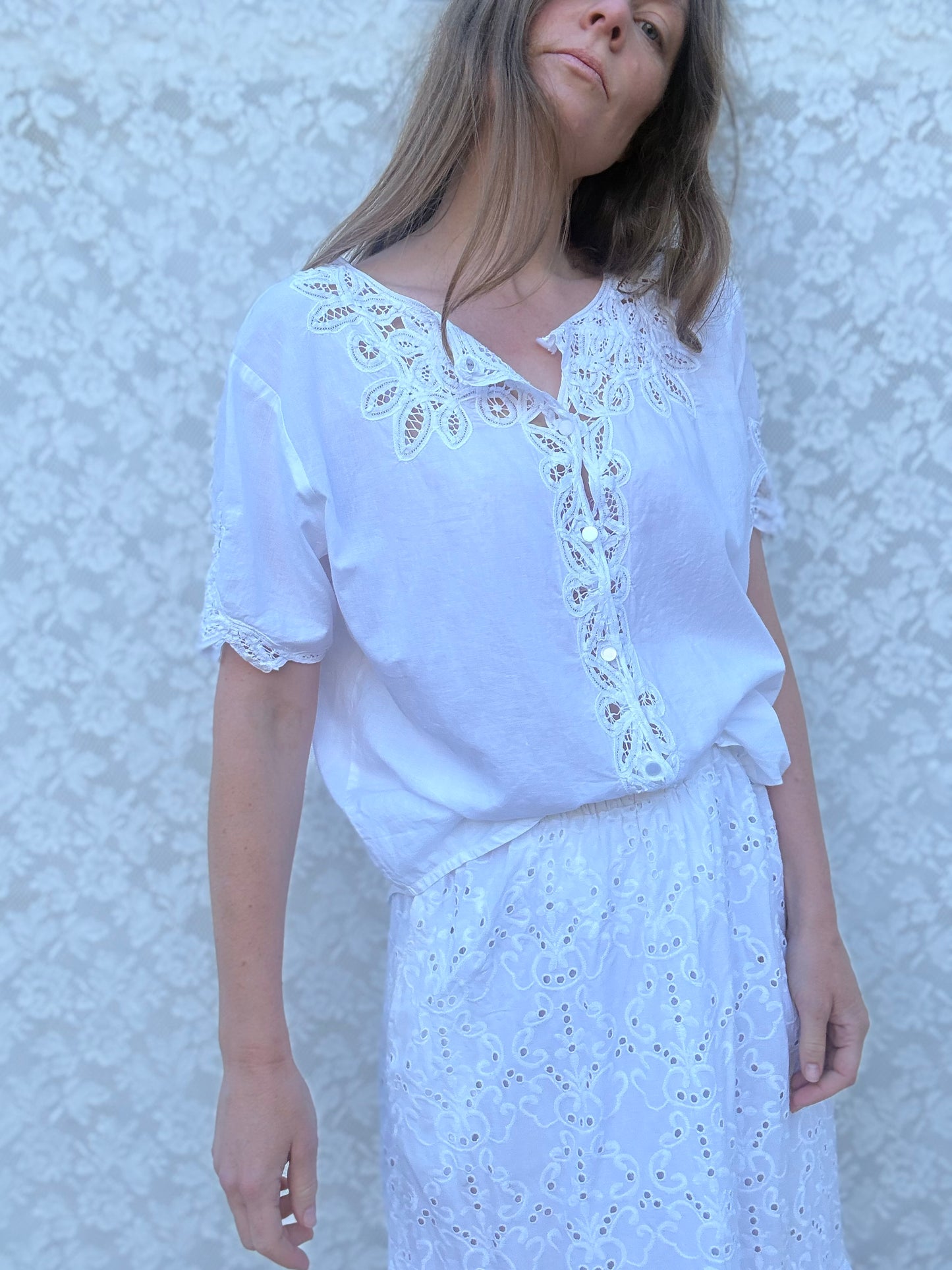 REWORKED - WHITE COTTON BLOUSE 8-12