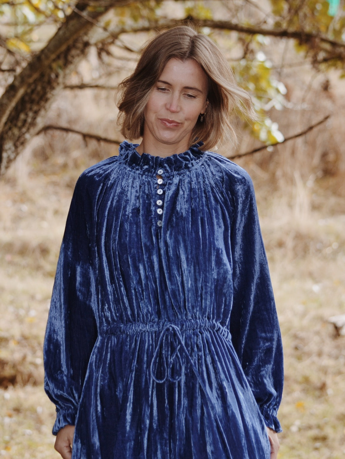 PRAIRIE DRESS BLUE VELVET