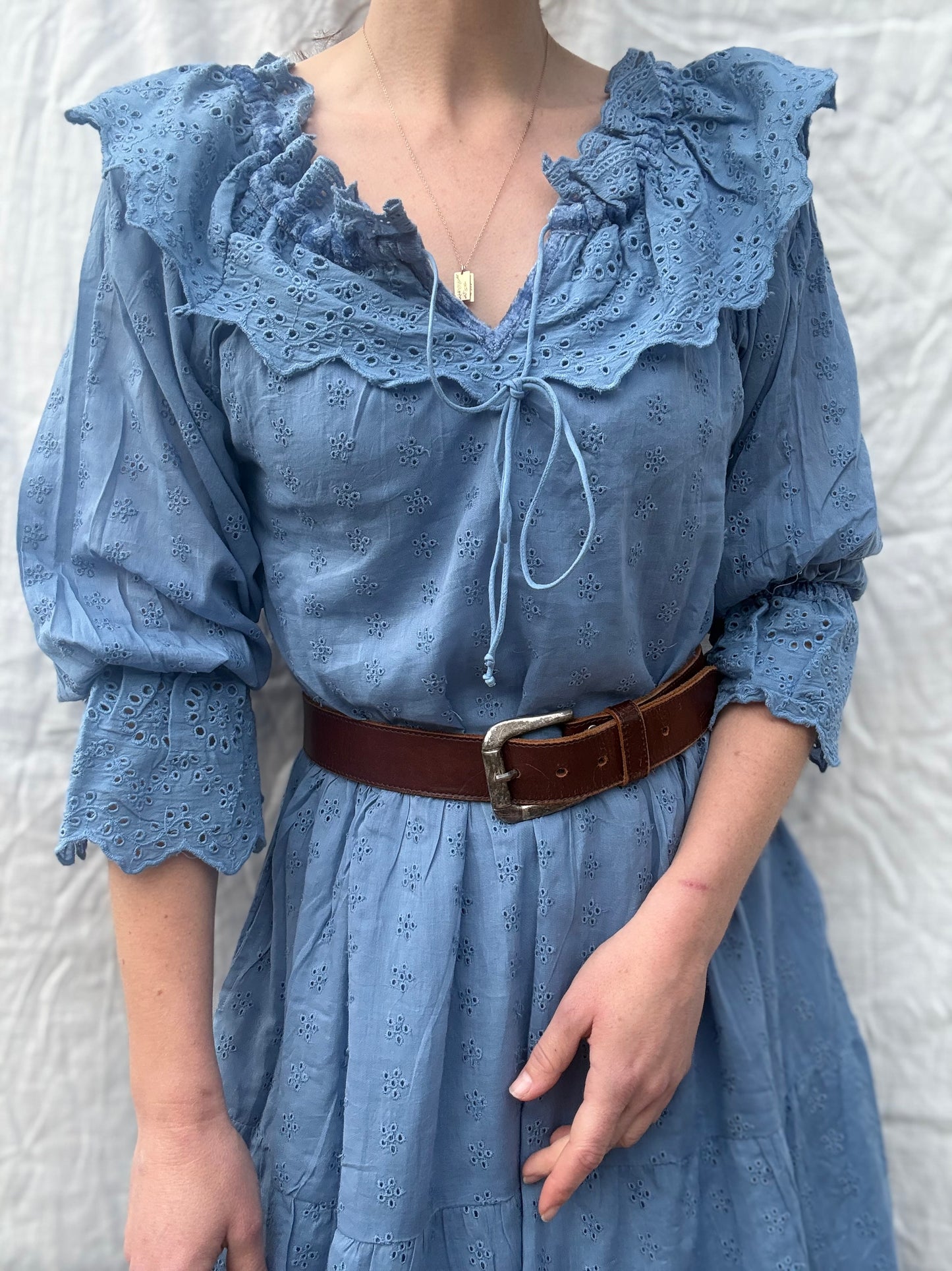 100% RECYCLED COTTON - MARIONETTE DRESS CORNFLOWER BLUE