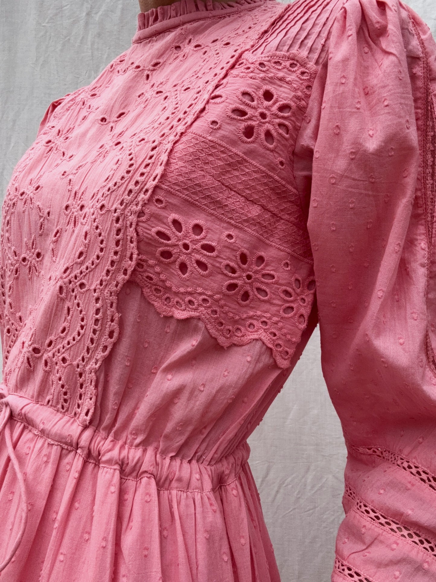 SAINSBURY COTTON LACE DRESS PINK