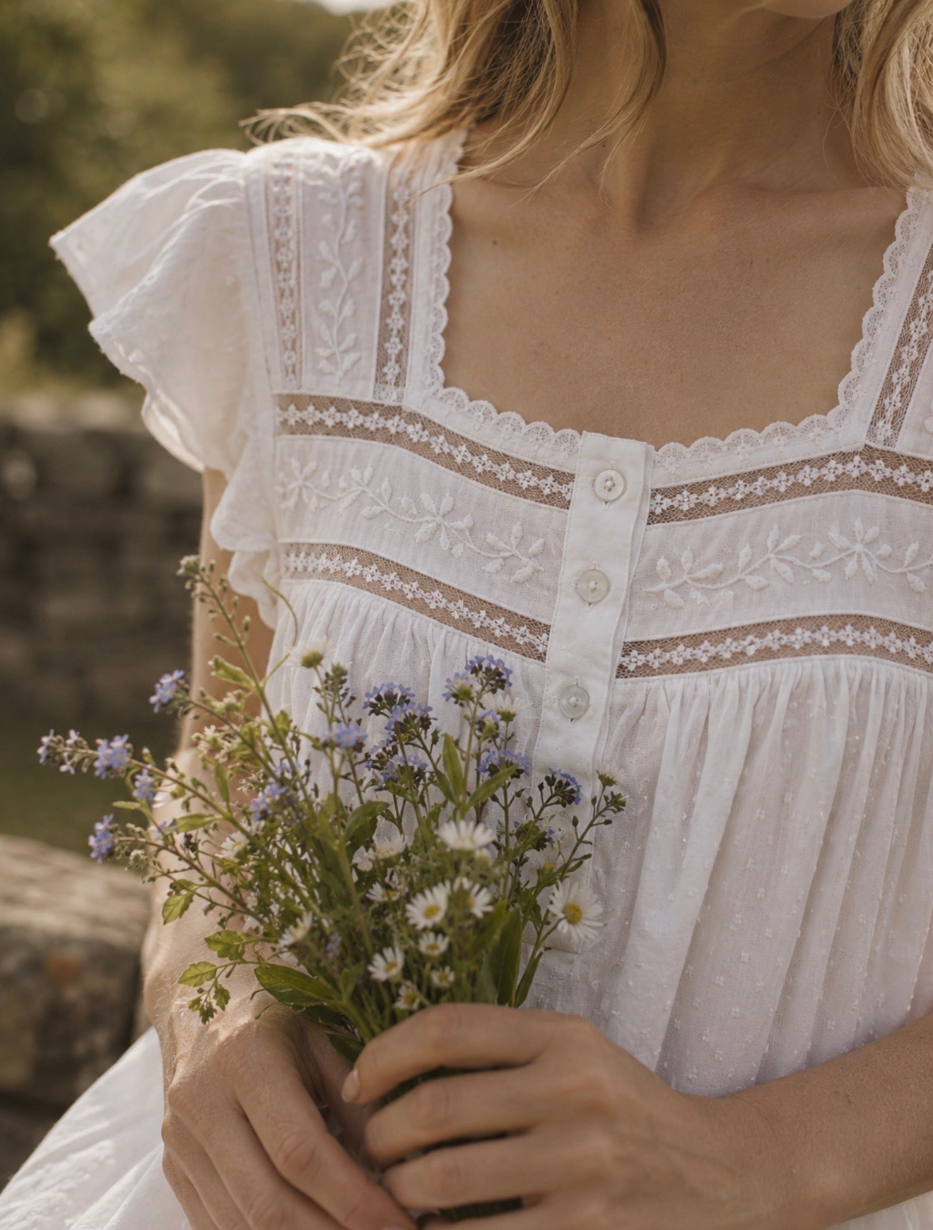 SMALL RESTOCK - 100% RECYCLED COTTON - ALICE DRESS -  WHITE