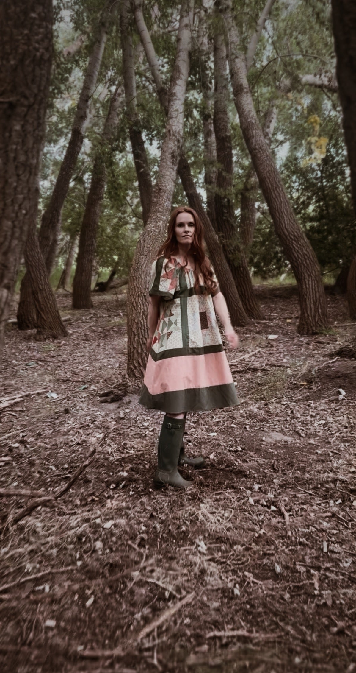 ONE OF A KIND REWORKED PATCHWORK SMOCK DRESS S-L