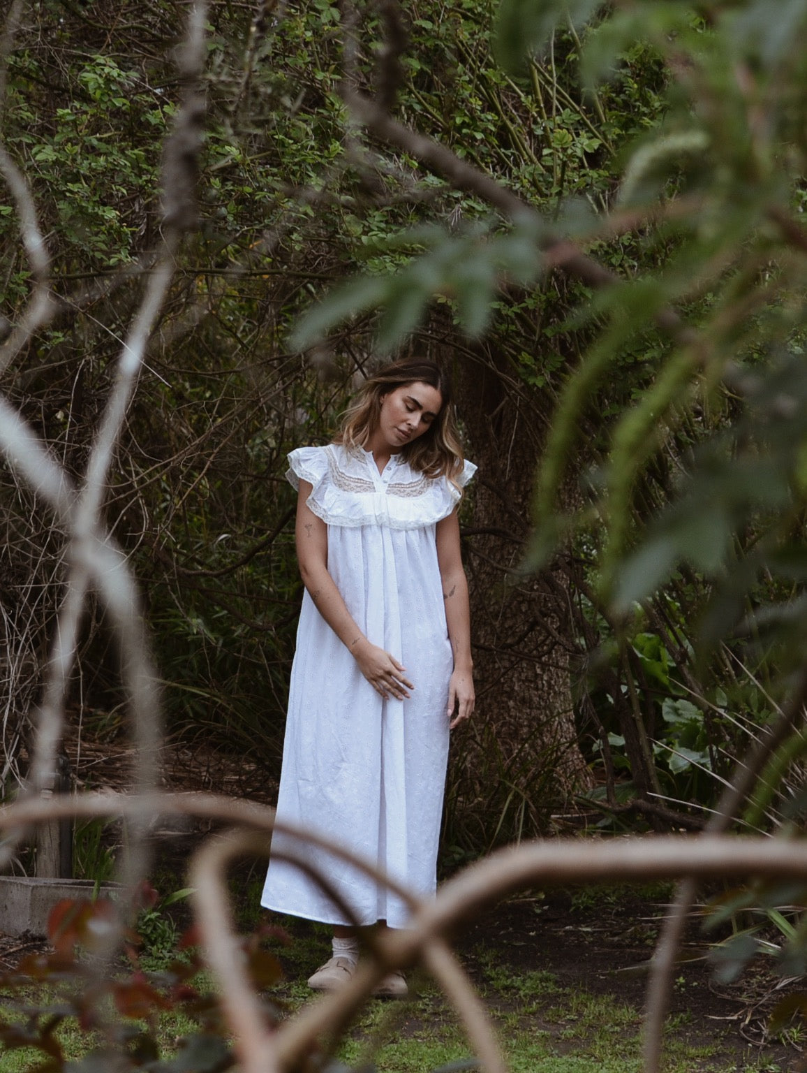 100% RECYCLED COTTON - REVERIE DRESS WHITE