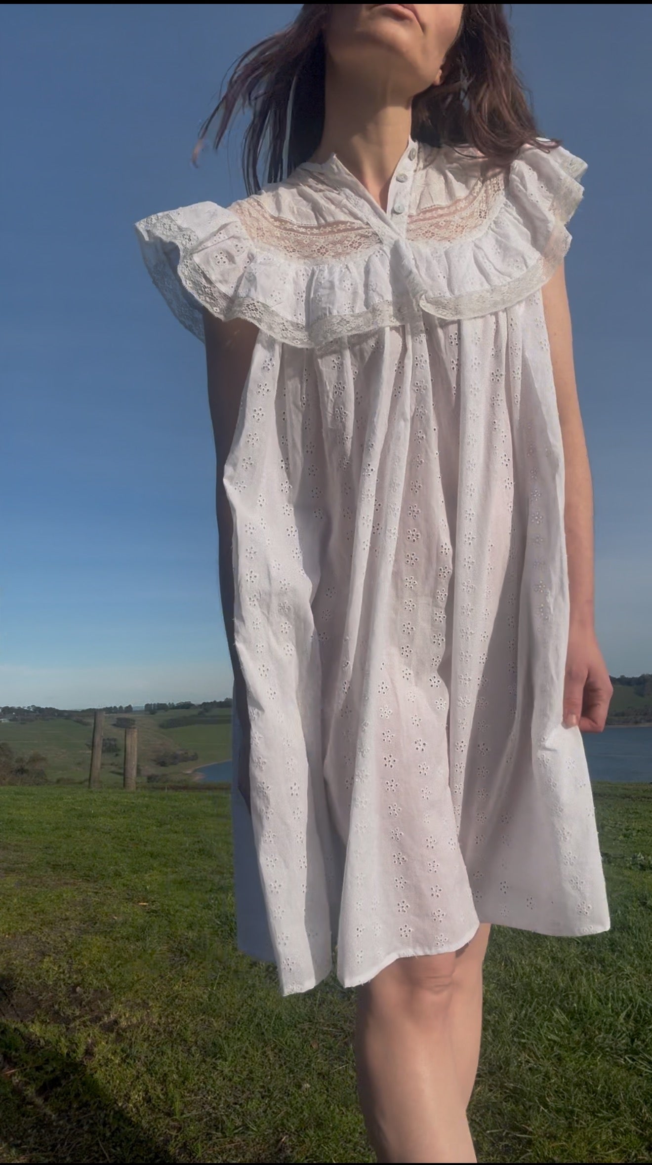 100% RECYCLED COTTON - REVERIE DRESS WHITE SHORT