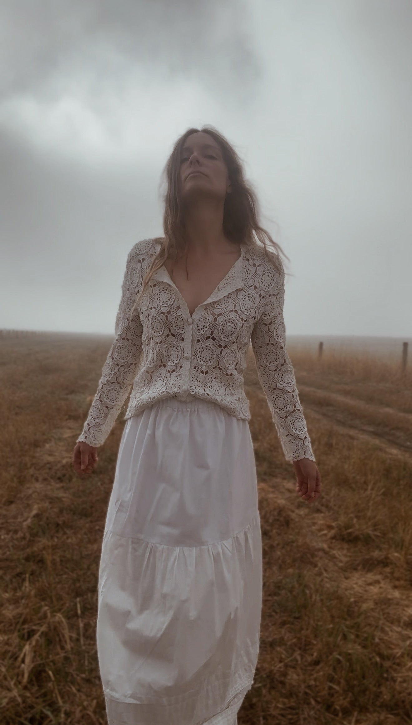 REWORKED CROCHET CARDIGAN OFF WHITE SMALL