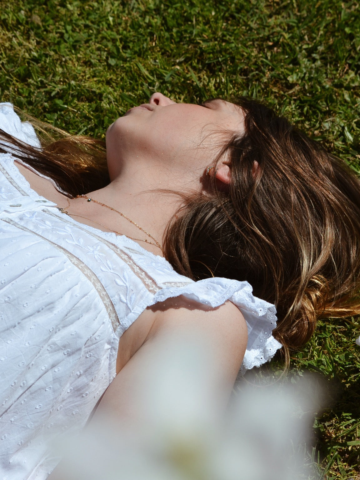 100% RECYCLED COTTON - ALICE DRESS -  WHITE