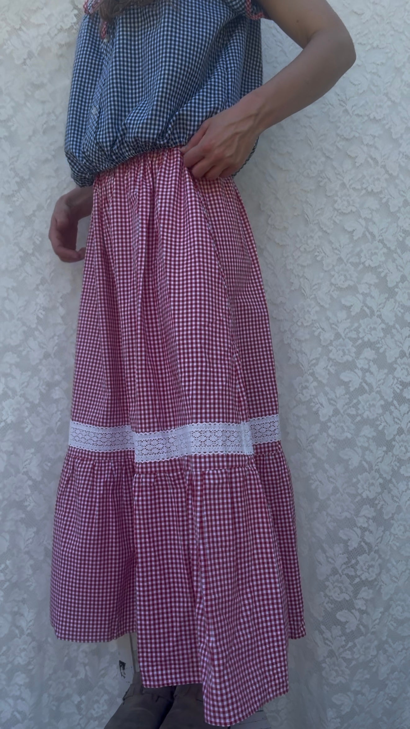 ANYA SKIRT RED GINGHAM