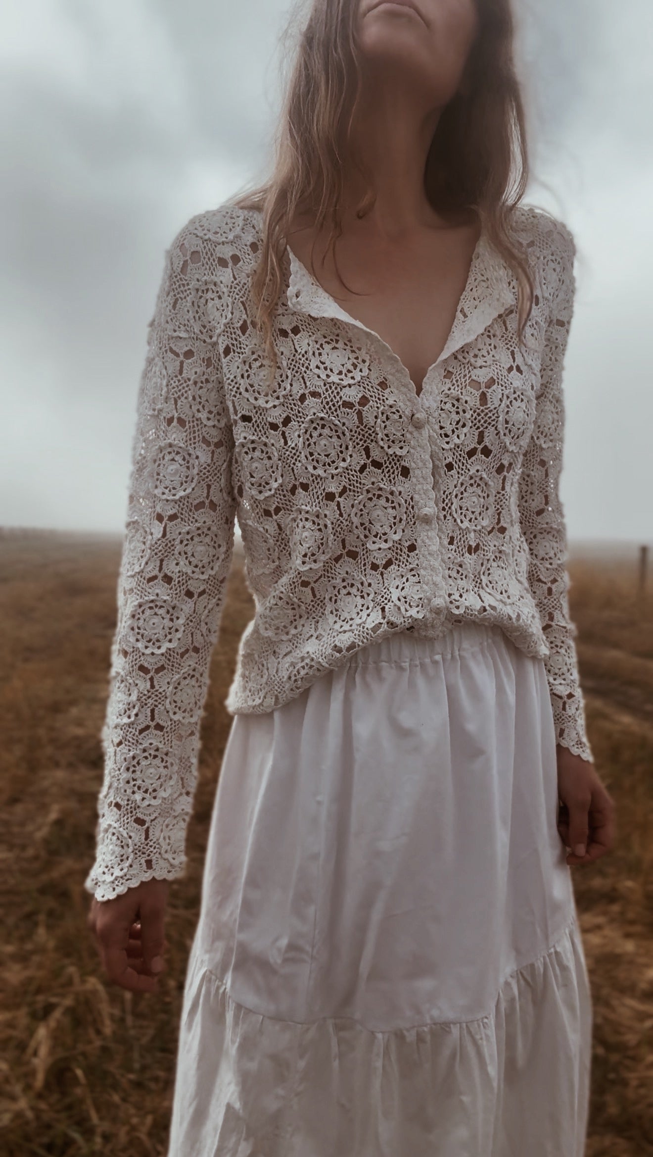 REWORKED CROCHET CARDIGAN OFF WHITE SMALL