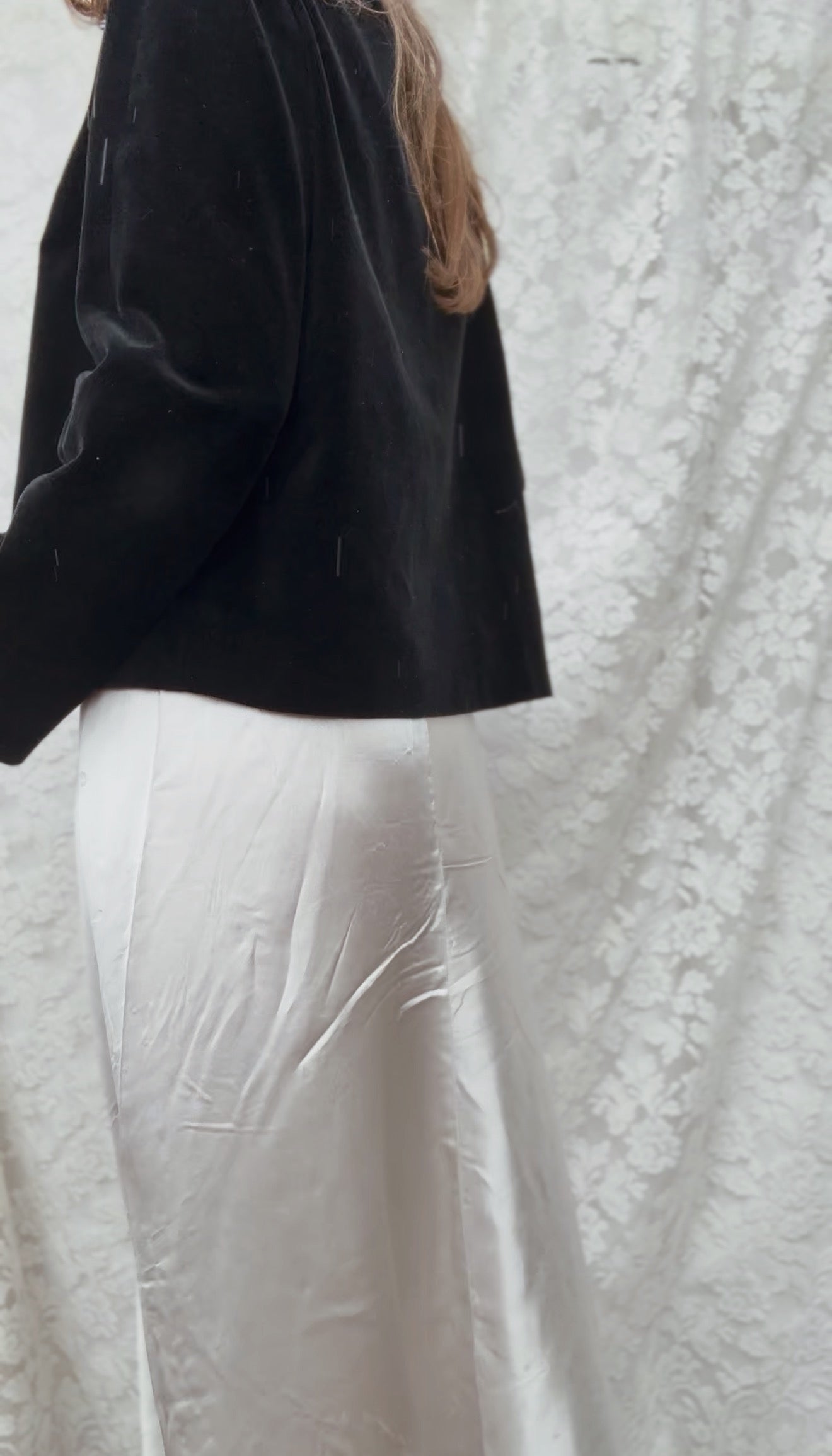 VINTAGE ELIZA BLACK COTTON VELVETEEN JACKET XS - M