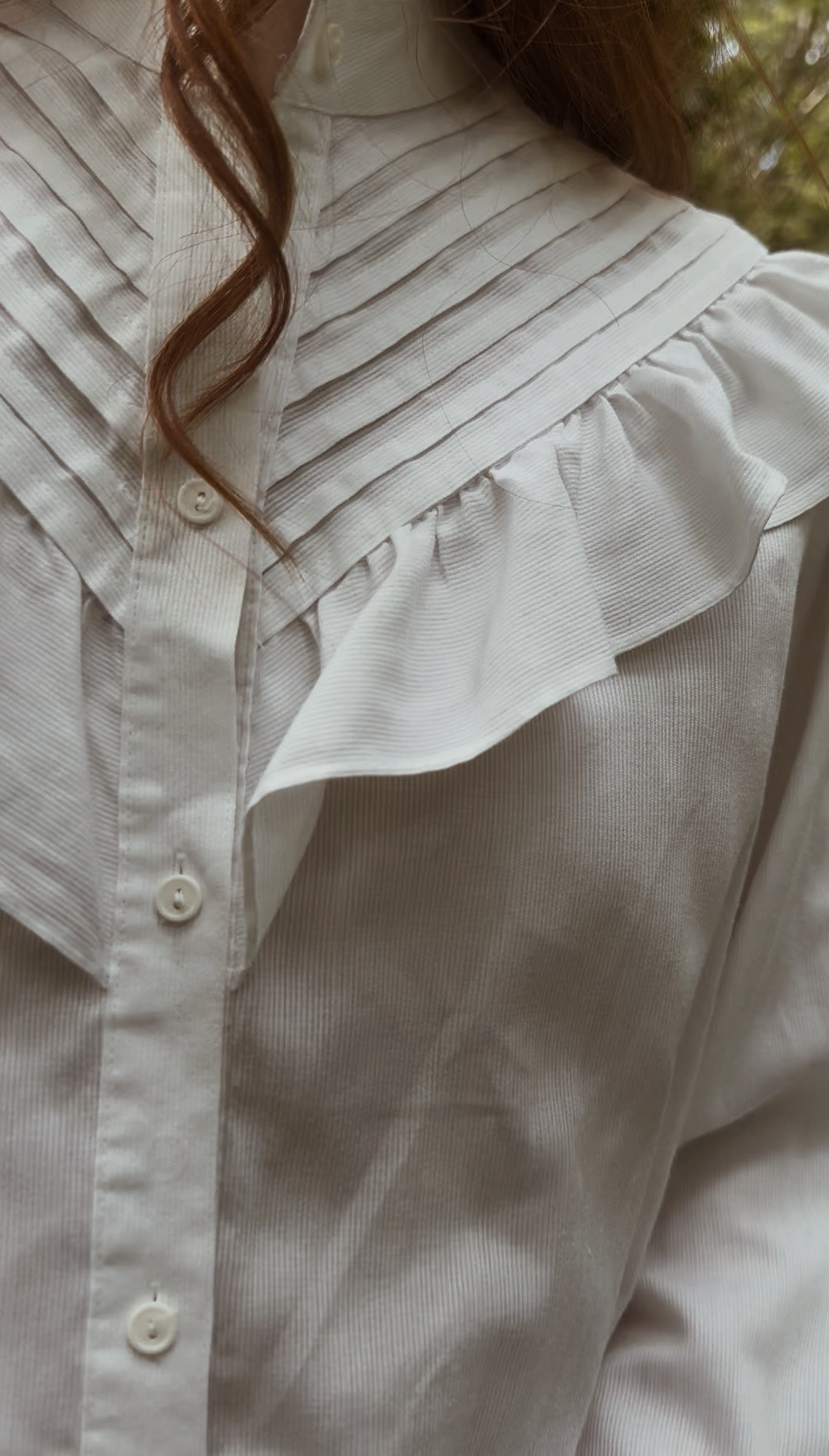 VINTAGE HANDMADE FRILL BLOUSE S-M