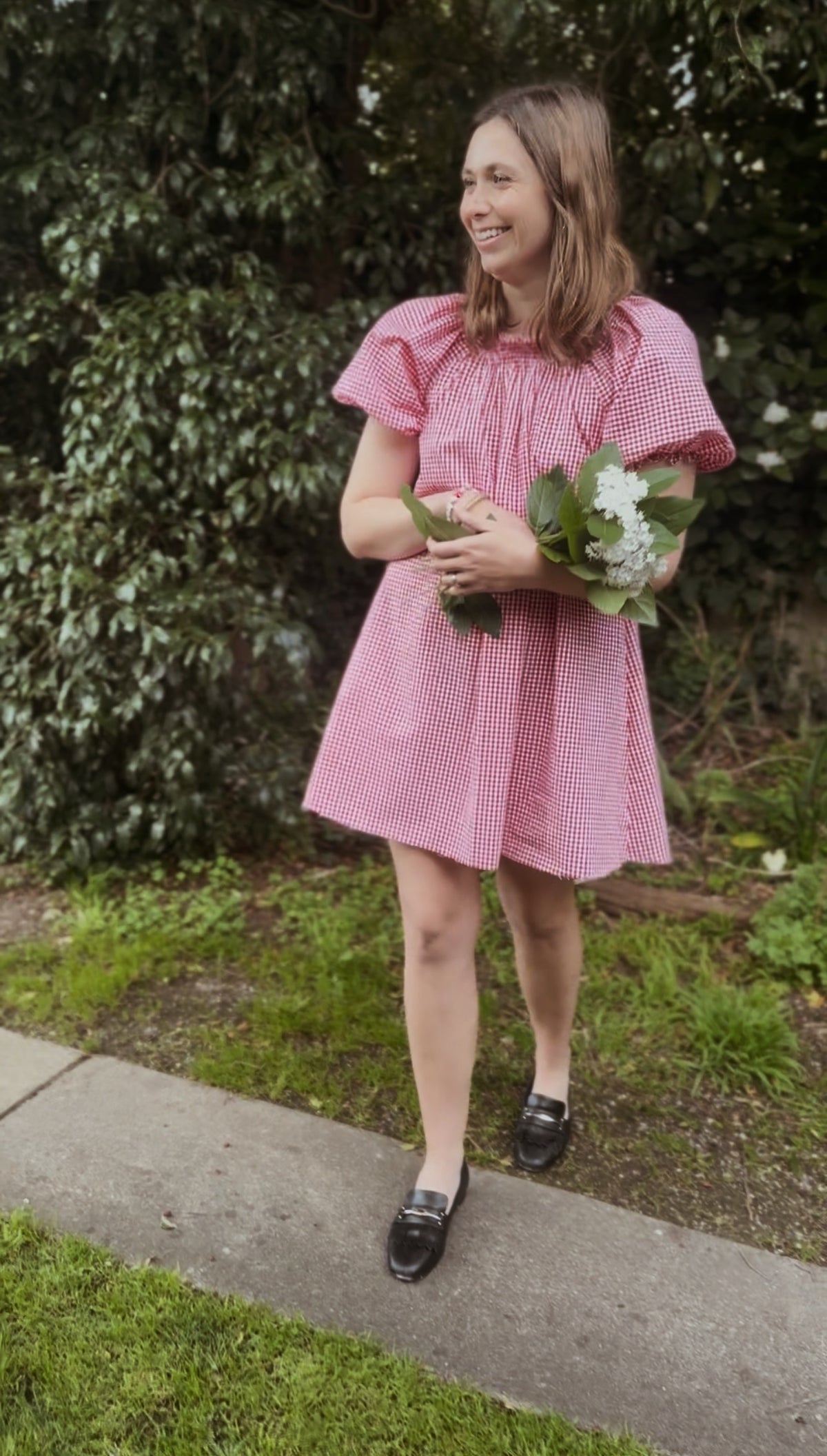 ANYA SMOCK DRESS RED GINGHAM COTTON
