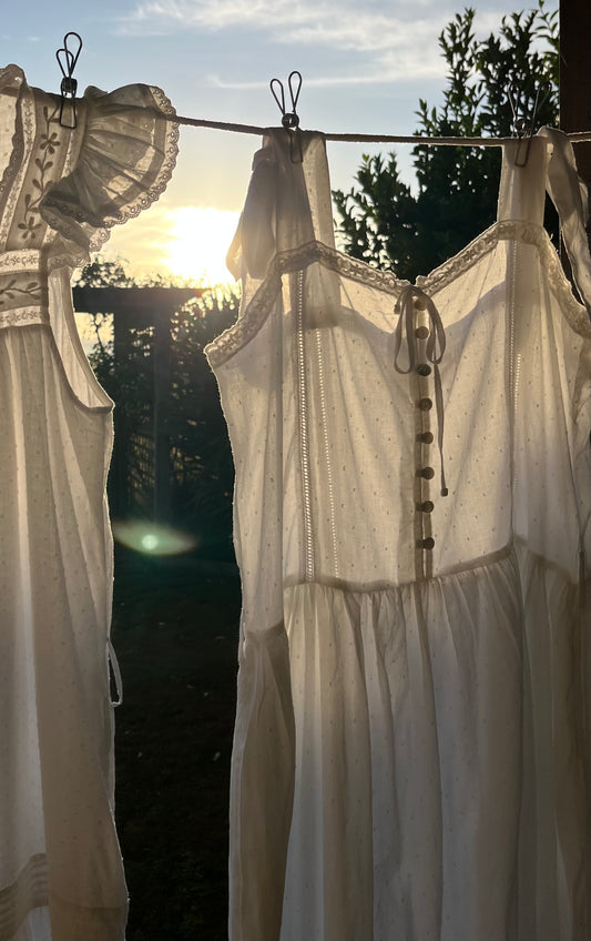 100% RECYCLED COTTON - ADELINE MAXI DRESS WHITE