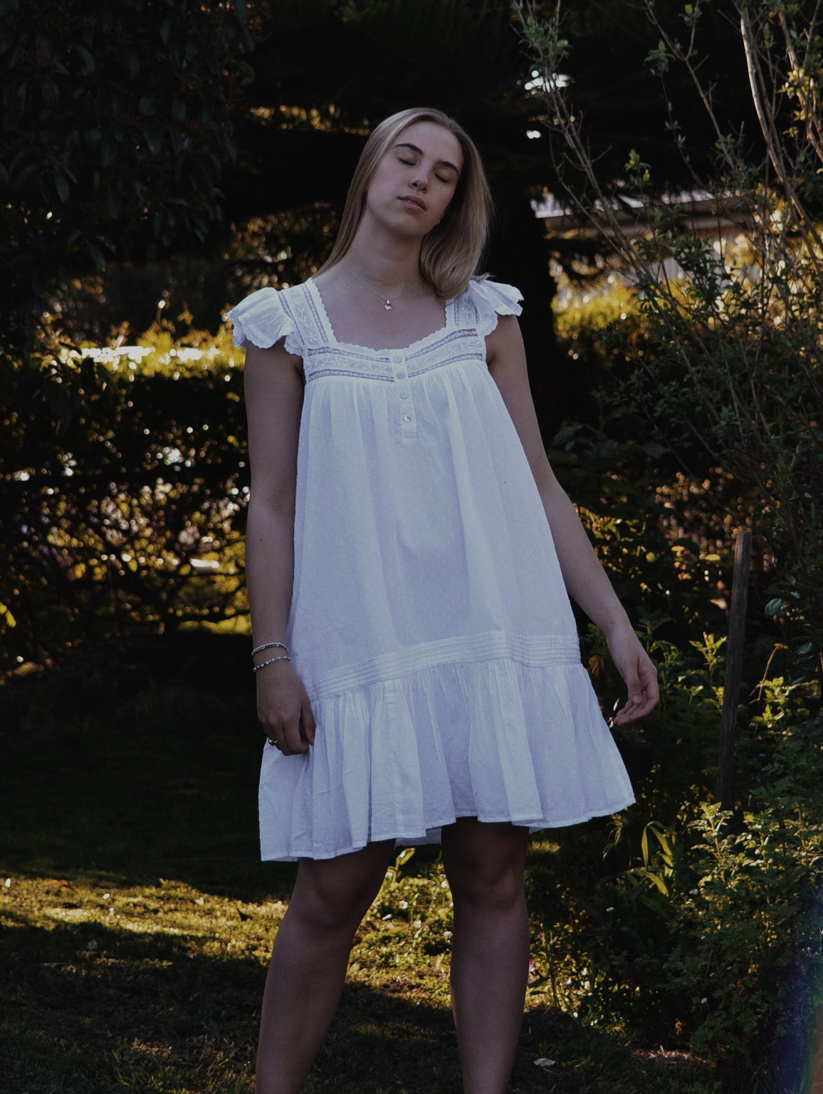 100% RECYCLED COTTON - ALICE DRESS - WHITE