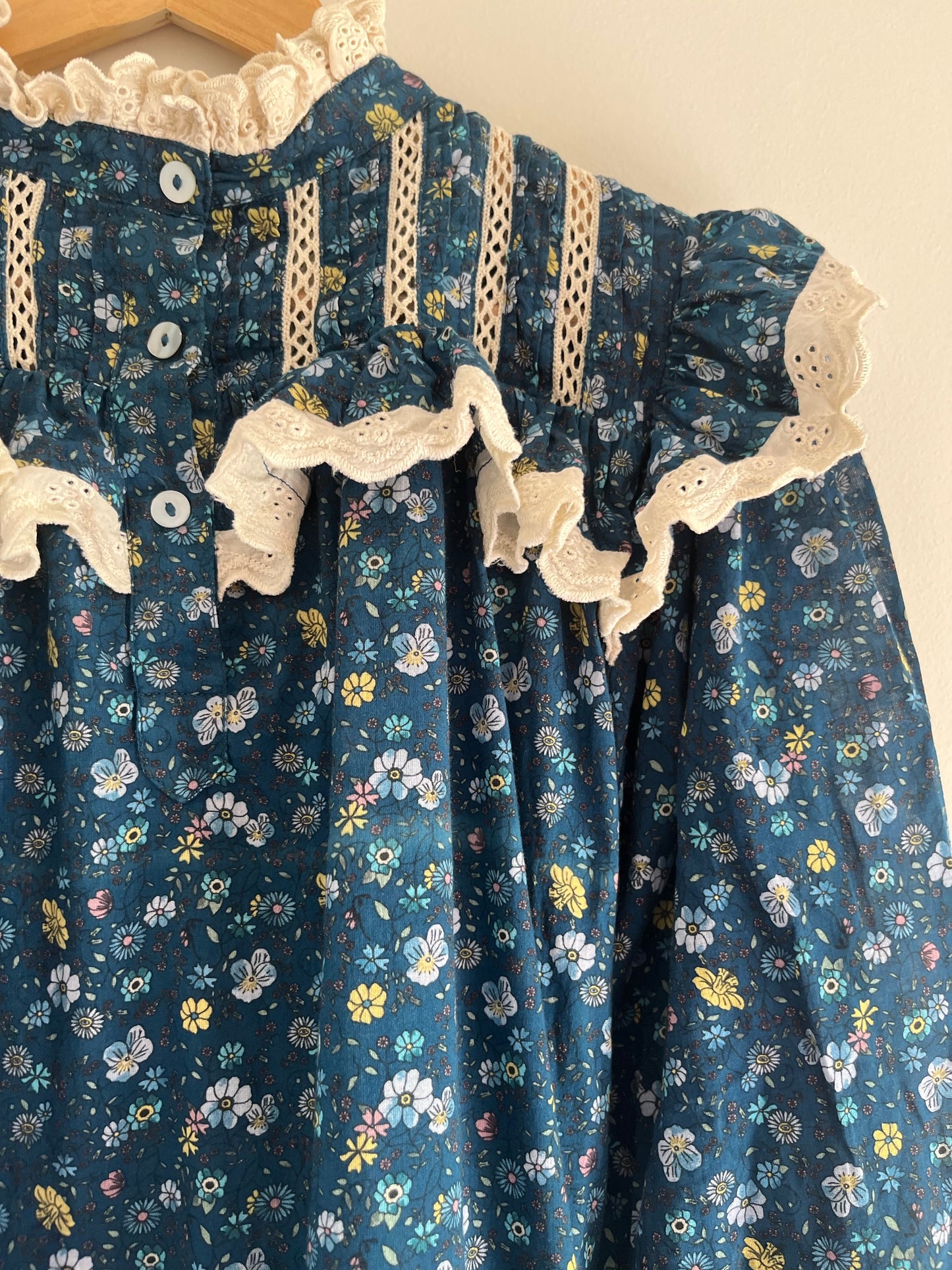 SECOND - 100% RECYCLED COTTON - CLOTHILDE DRESS BLUE FLORAL