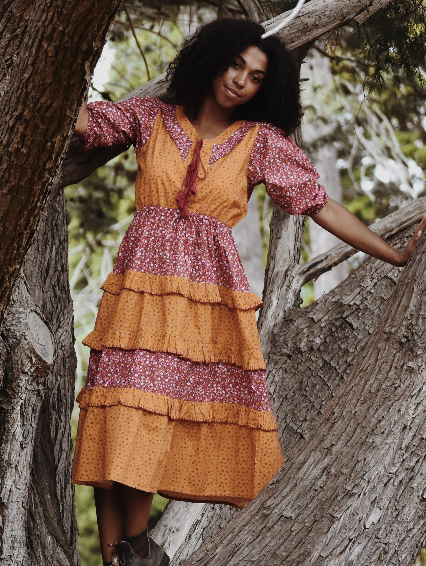 100% RECYCLED COTTON - THEA DRESS DITSY PATCHWORK