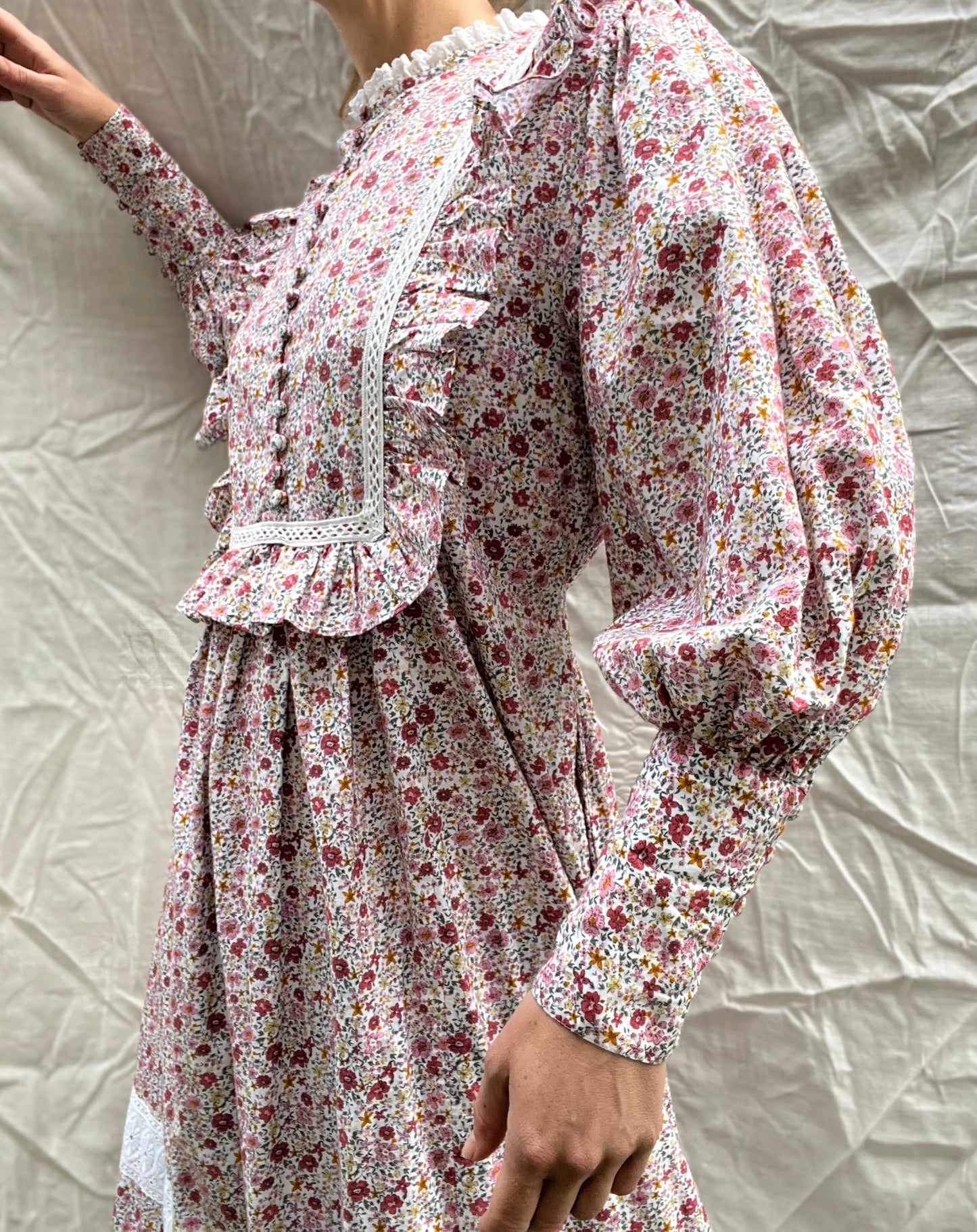 100% RECYCLED COTTON - CLARA DRESS PINK DITSY FLORAL