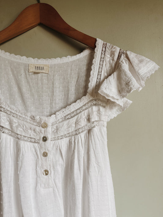 100% RECYCLED COTTON - ALICE DRESS - WHITE