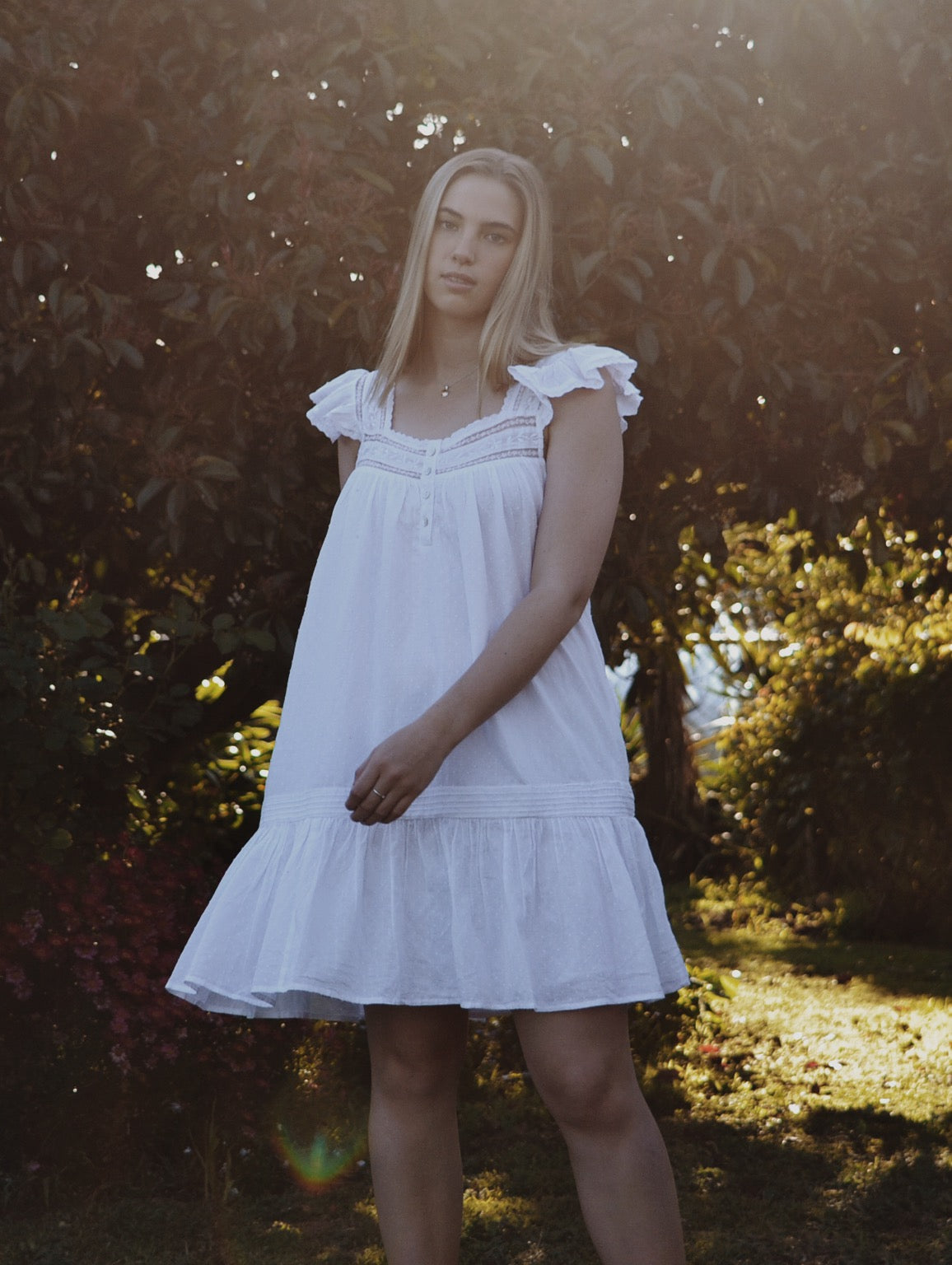 1 LEFT - 100% RECYCLED COTTON - ALICE DRESS - WHITE