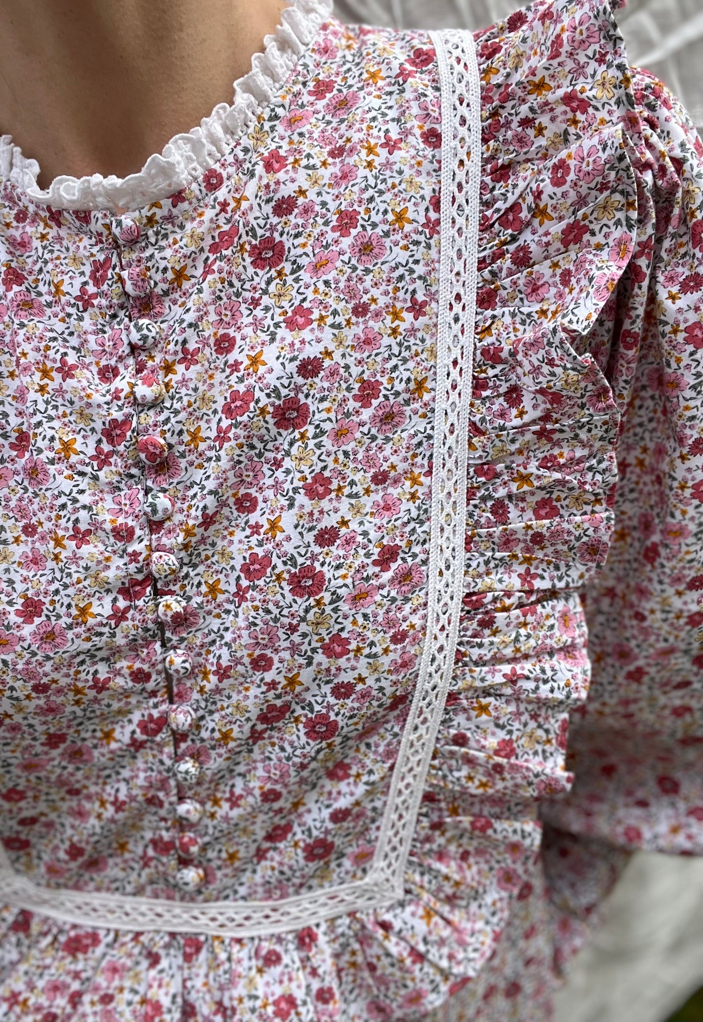100% RECYCLED COTTON - CLARA DRESS PINK DITSY FLORAL