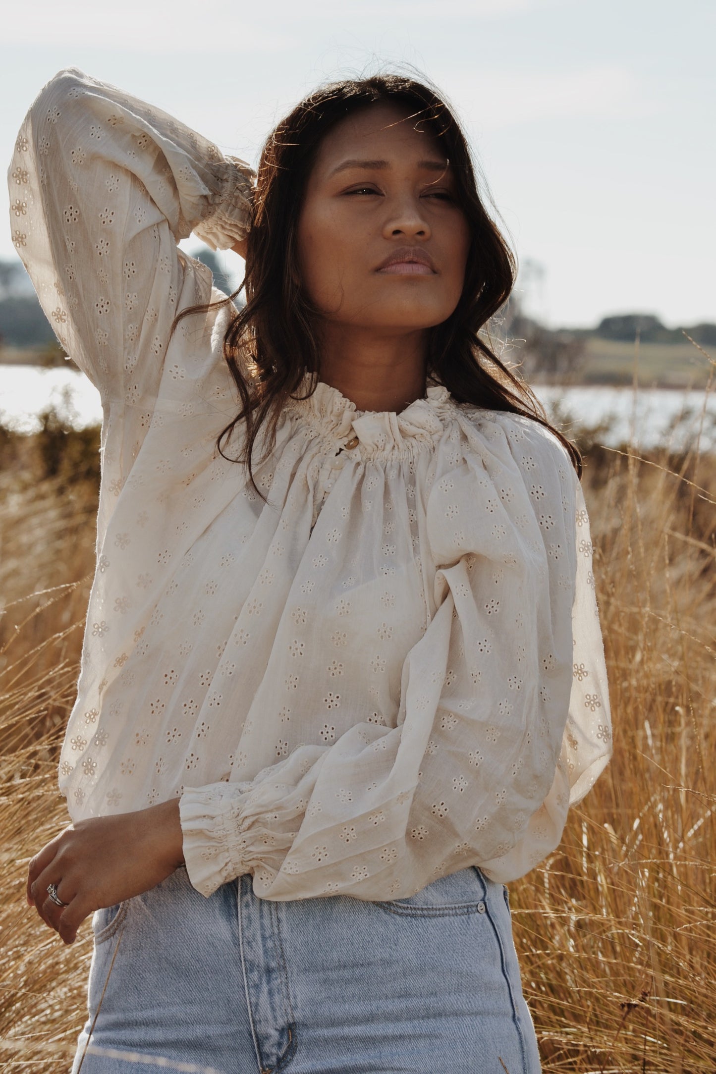 PRAIRIE BLOUSE ANTIQUE WHITE LACE COTTON