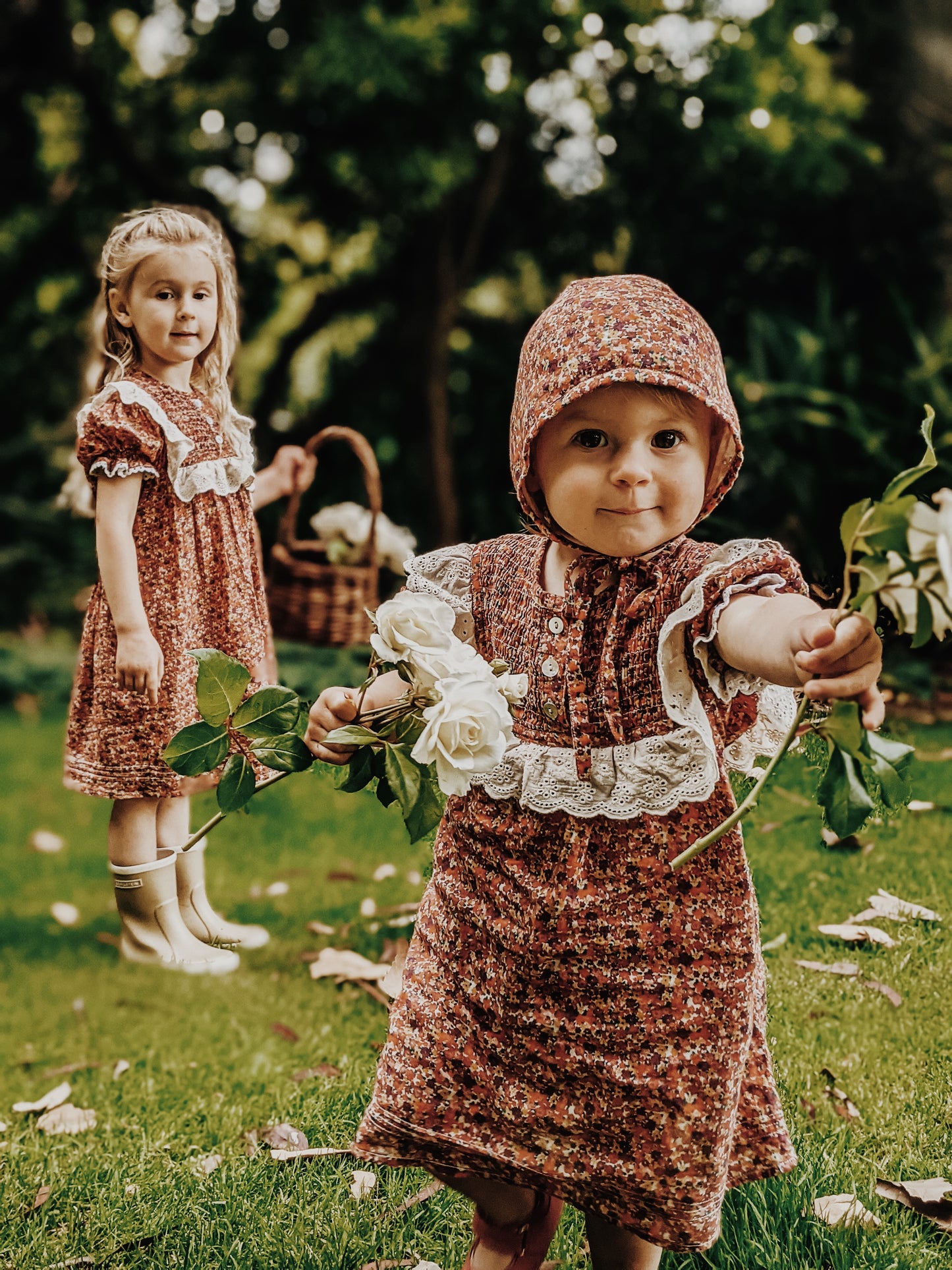 ANNABELLE GIRL'S DRESS DITSY FLORAL IN POPPY