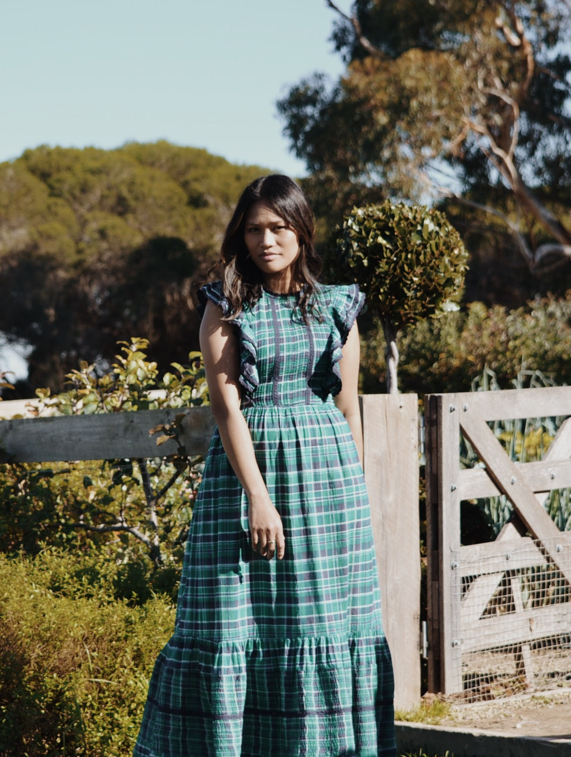 ARLINGTON DRESS PLAID FOREST GREEN