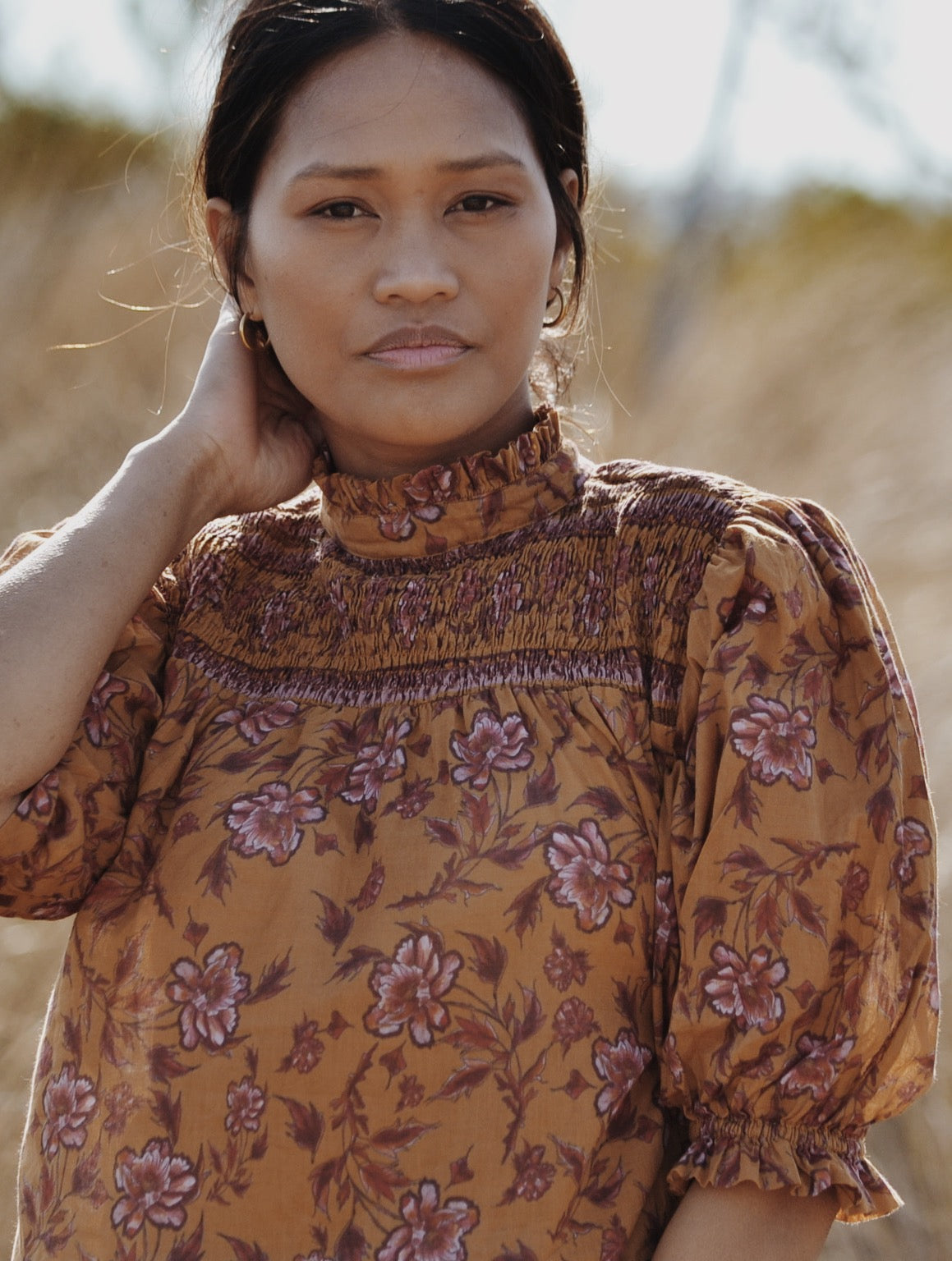 KATERINA BLOUSE ITOH PEONY HAND PAINTED PRINT