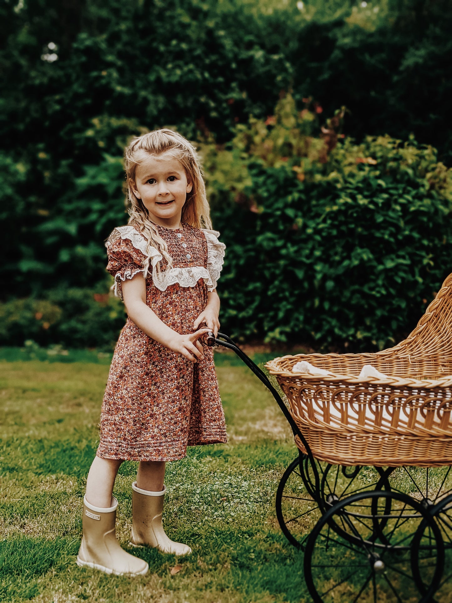 ANNABELLE GIRL'S DRESS DITSY FLORAL IN POPPY