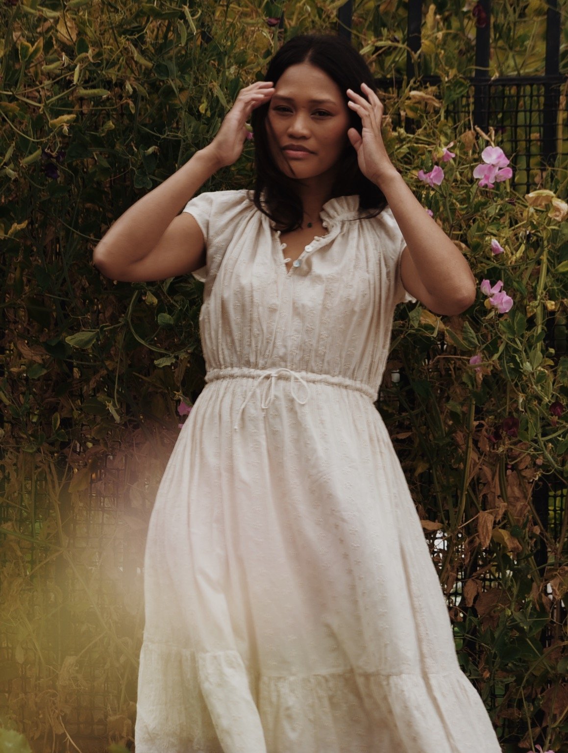 SMALL RESTOCK - 100% RECYCLED COTTON - ISABEL DRESS ANTIQUE WHITE COTTON LACE