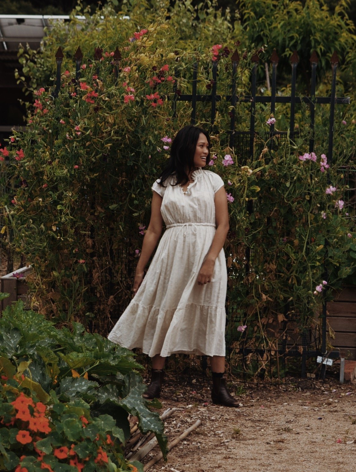 SMALL RESTOCK - 100% RECYCLED COTTON - ISABEL DRESS ANTIQUE WHITE COTTON LACE