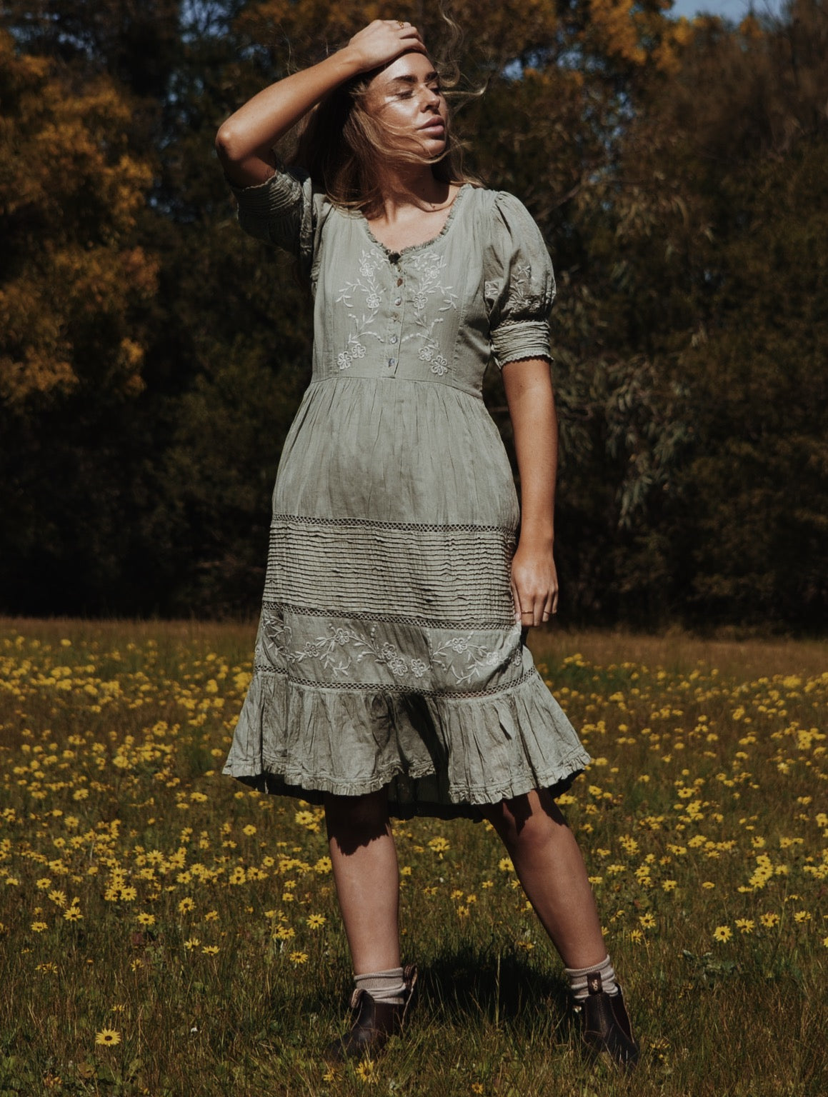 FAUSTINE DRESS DESERT SAGE