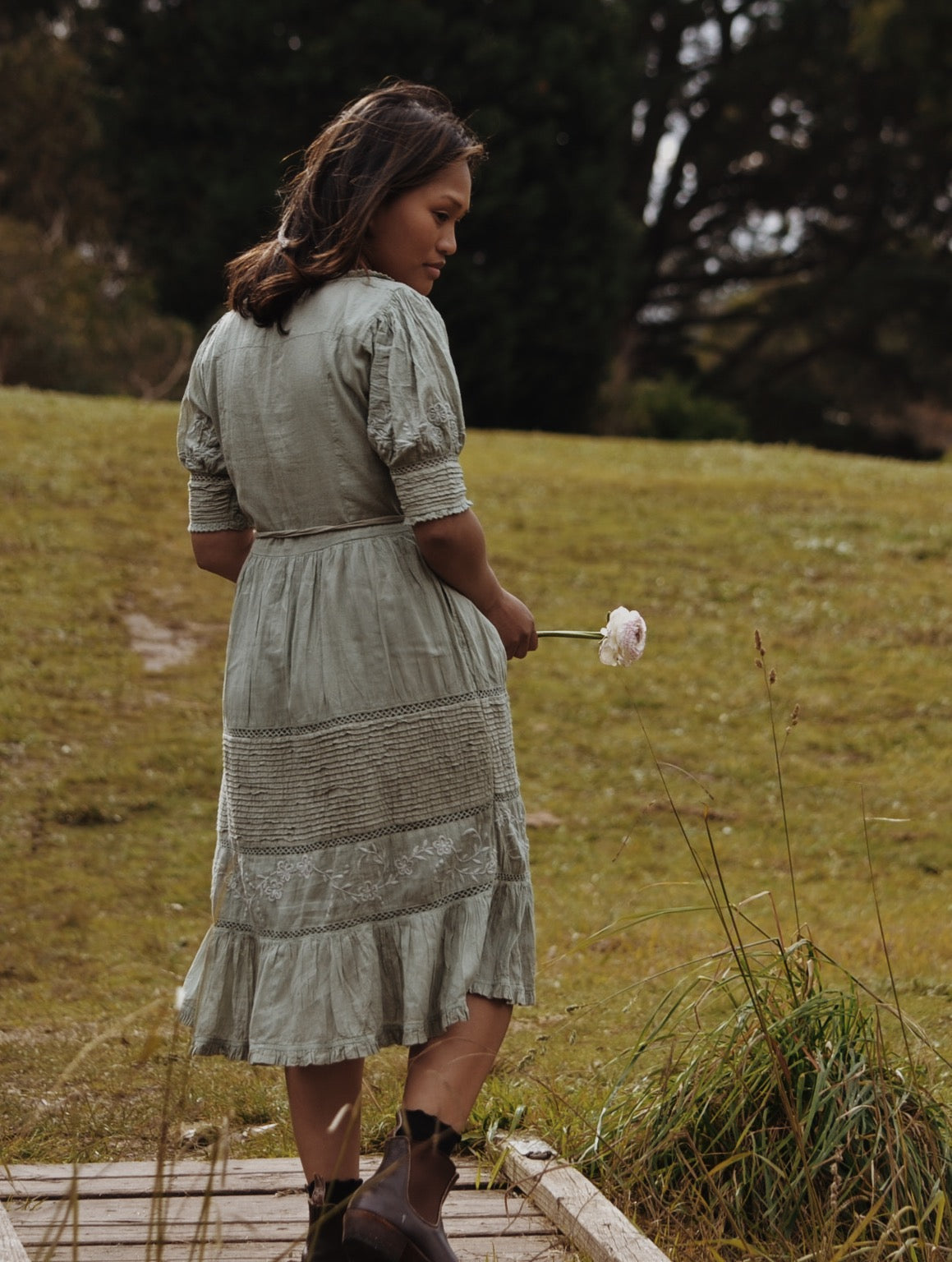 FAUSTINE DRESS DESERT SAGE