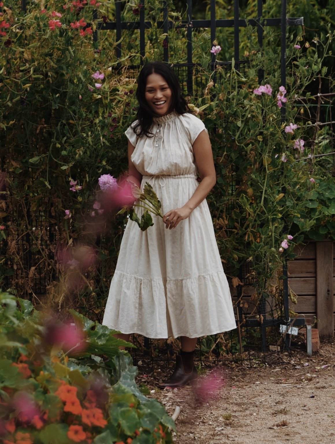 SMALL RESTOCK - 100% RECYCLED COTTON - ISABEL DRESS ANTIQUE WHITE COTTON LACE