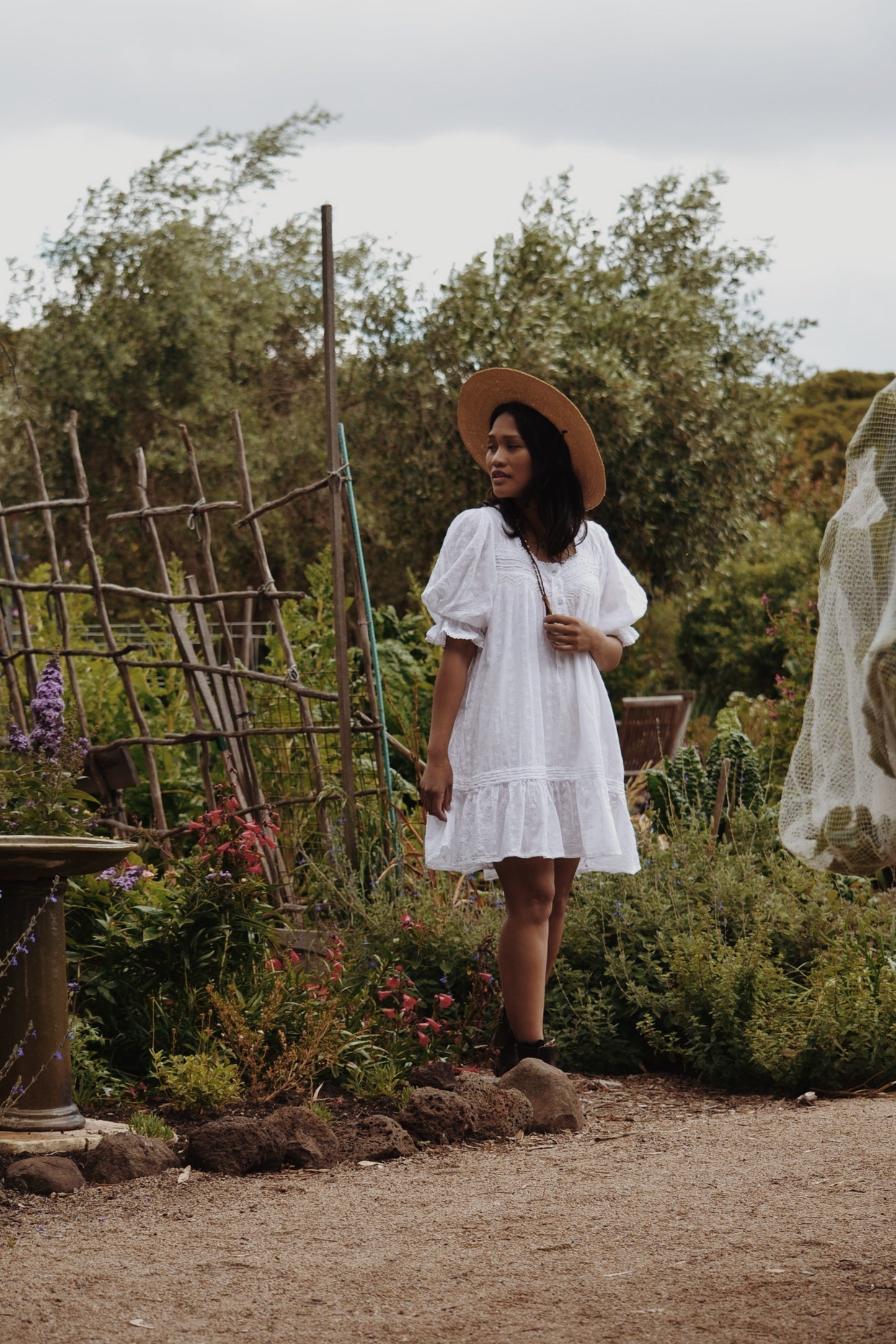 SMALL RESTOCK - MORNING SONG HAND SMOCKED DRESS WHITE COTTON LACE