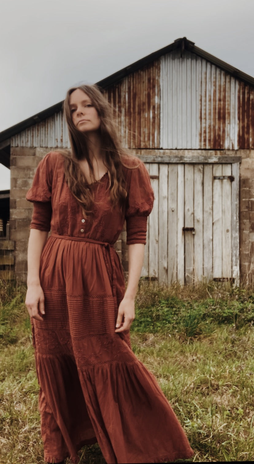 100% RECYCLED COTTON - AUGUSTINE MAXI DRESS DESERT CLAY