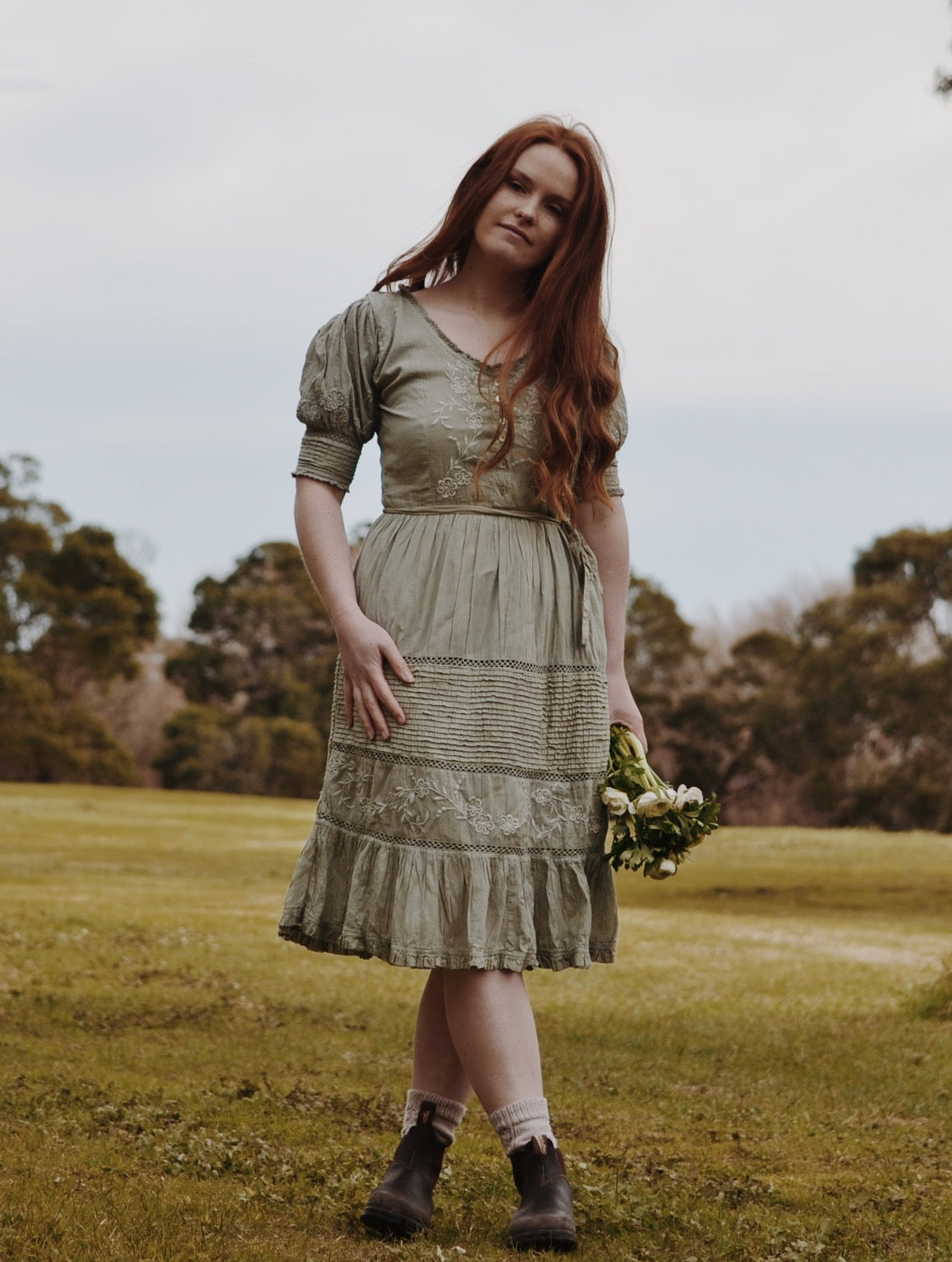 FAUSTINE DRESS DESERT SAGE