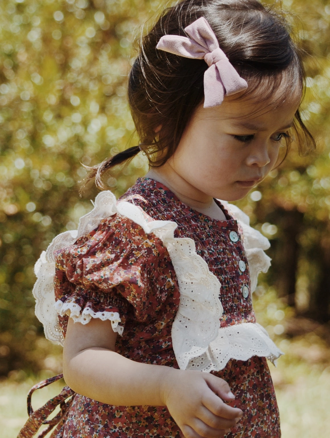 ANNABELLE GIRL'S DRESS DITSY FLORAL IN POPPY