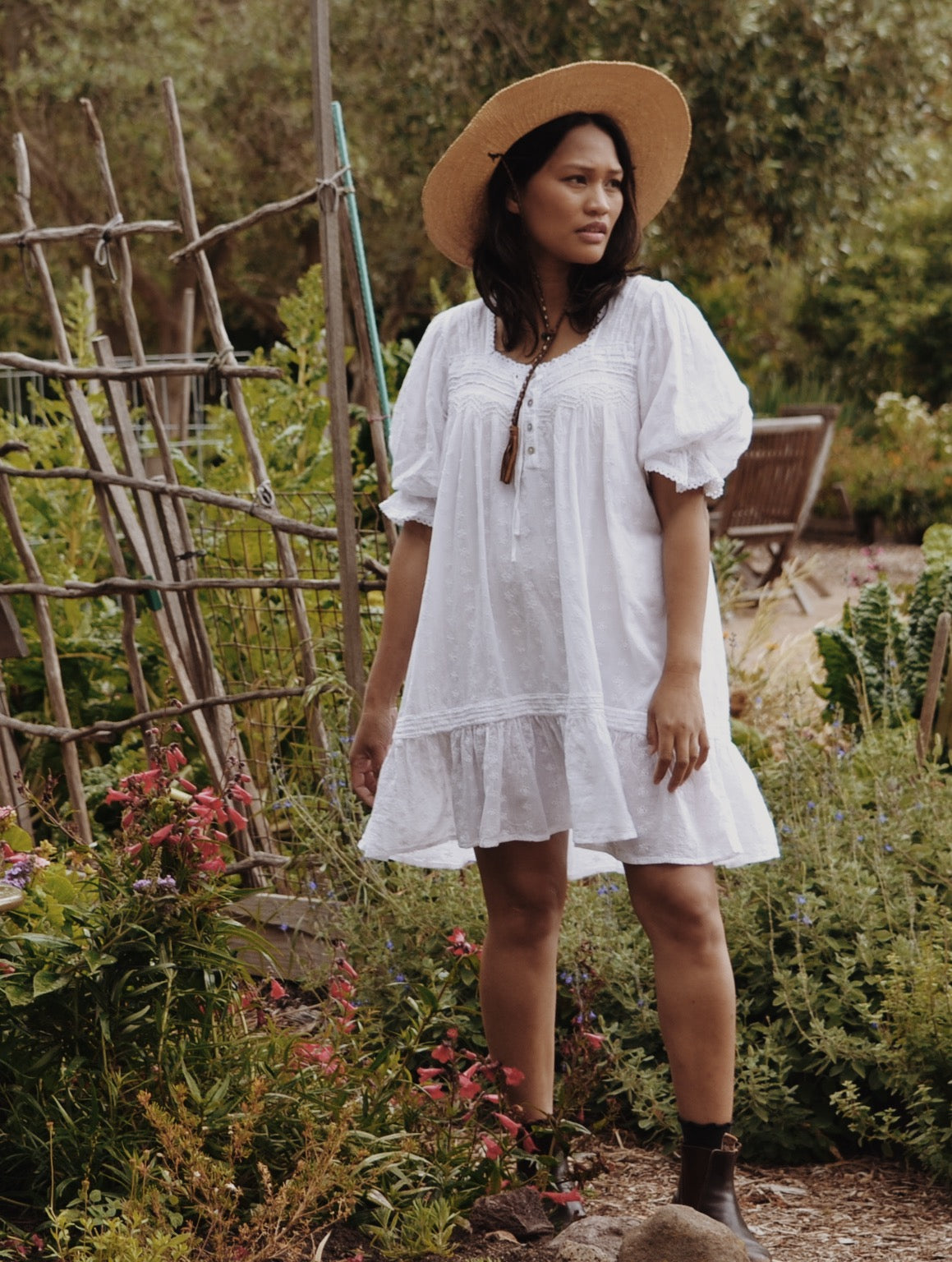 SMALL RESTOCK - MORNING SONG HAND SMOCKED DRESS WHITE COTTON LACE