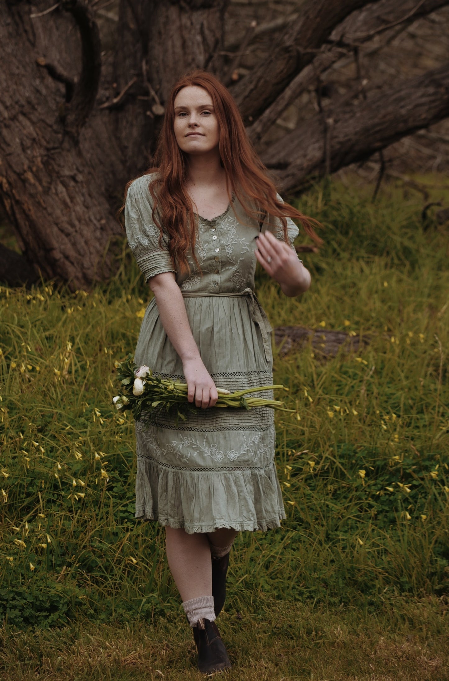 FAUSTINE DRESS DESERT SAGE