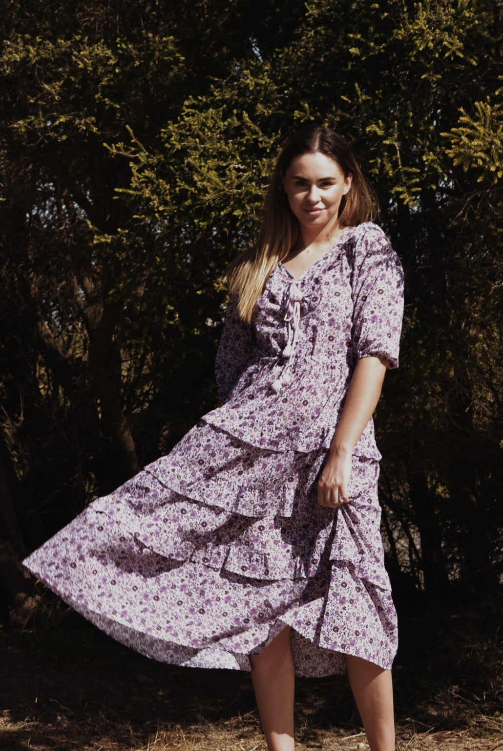 THEA PURPLE FLORAL DRESS