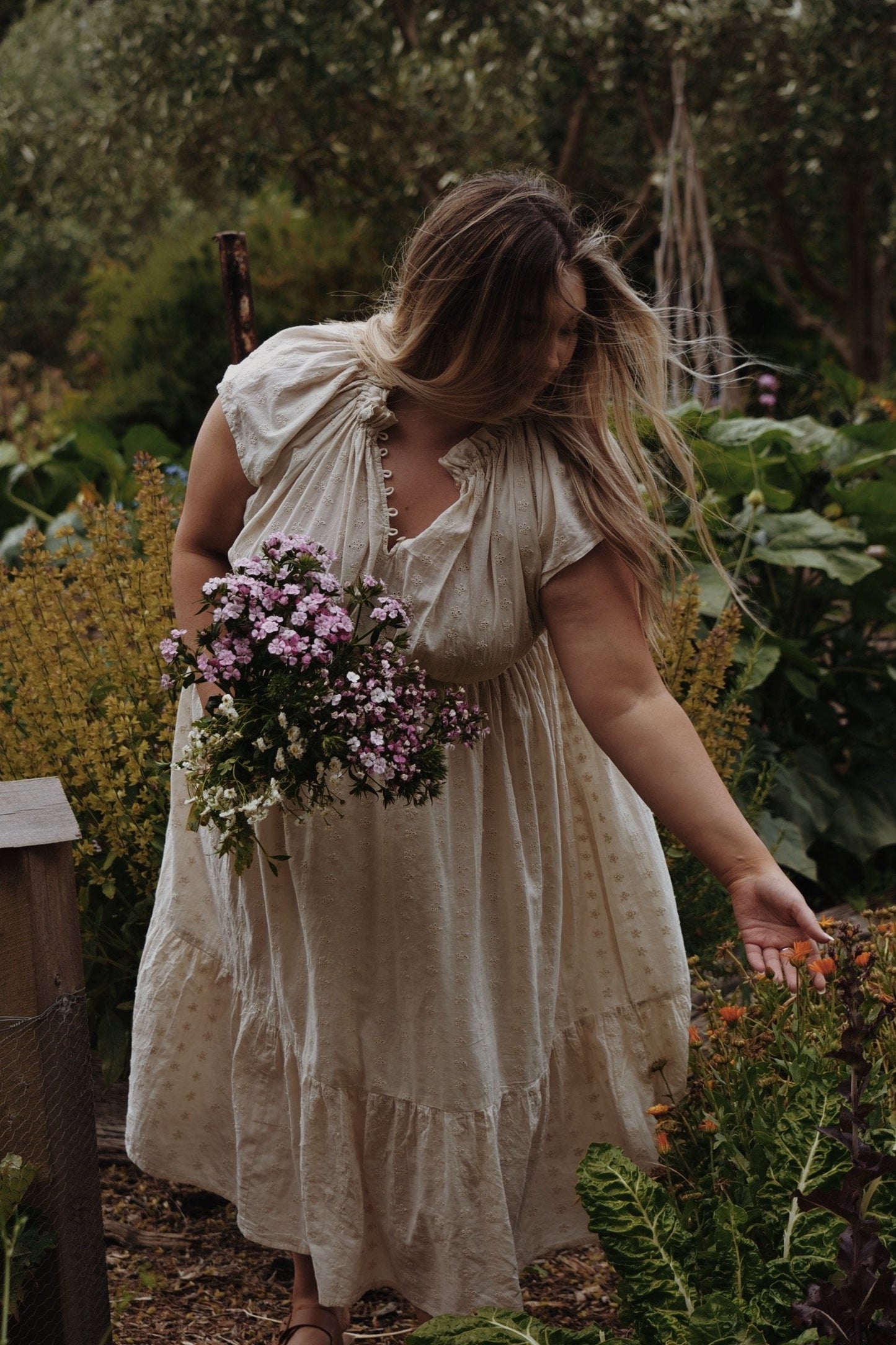 SMALL RESTOCK - 100% RECYCLED COTTON - ISABEL DRESS ANTIQUE WHITE COTTON LACE