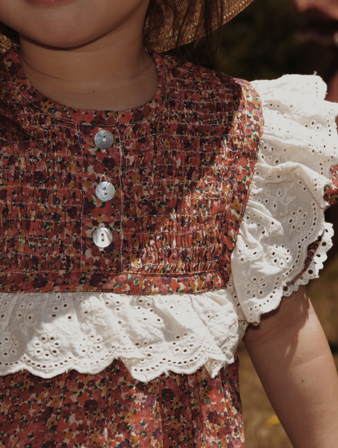 ANNABELLE GIRL'S DRESS DITSY FLORAL IN POPPY