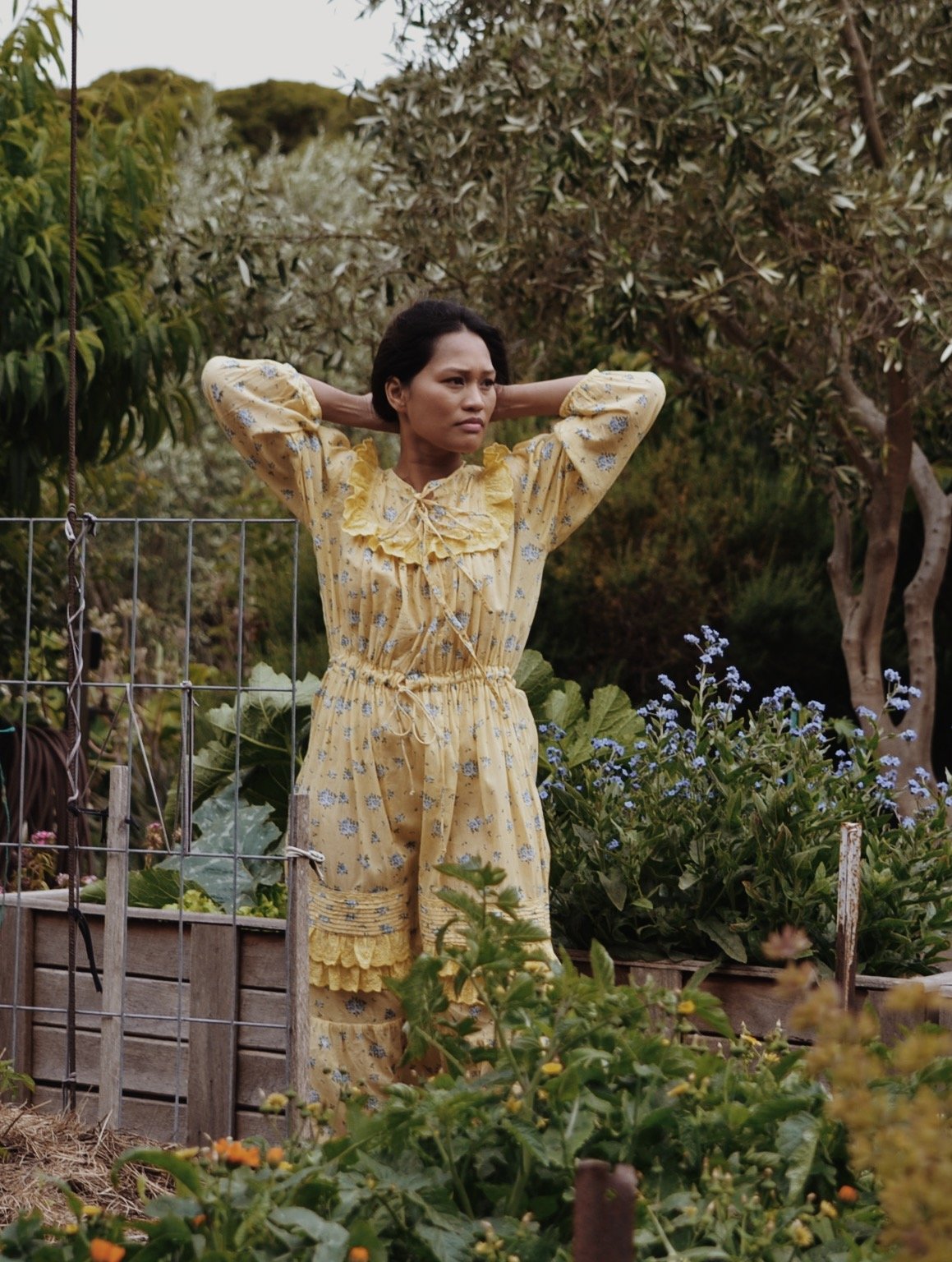 100% RECYCLED COTTON - ABERDEEN LEMON FLORAL DRESS