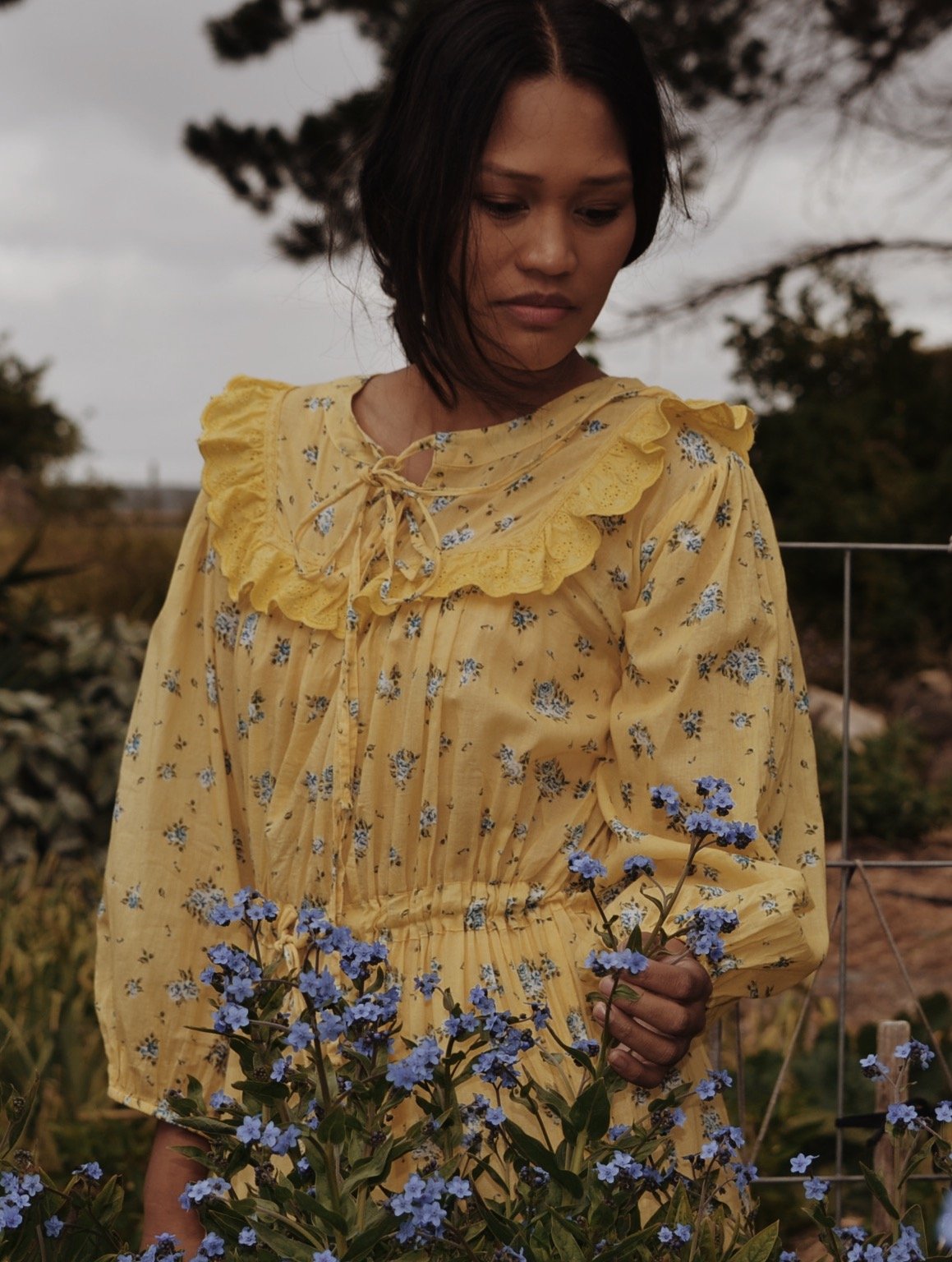 100% RECYCLED COTTON - ABERDEEN LEMON FLORAL DRESS