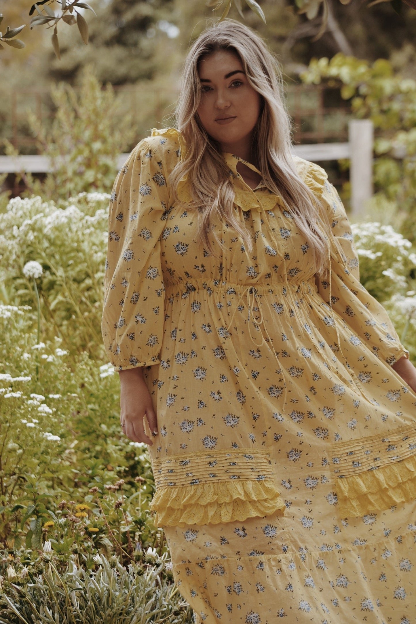 100% RECYCLED COTTON - ABERDEEN LEMON FLORAL DRESS