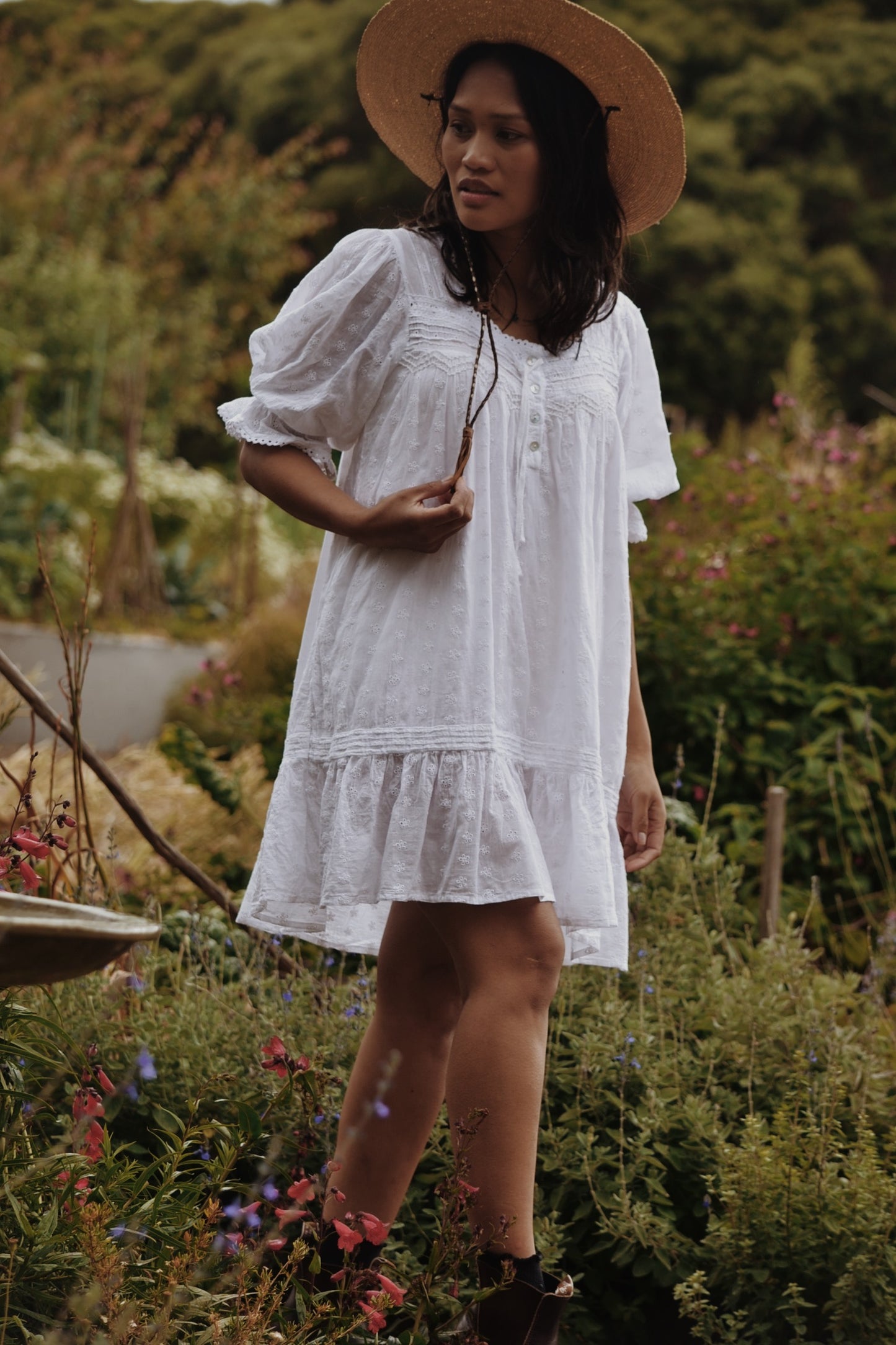 SMALL RESTOCK - MORNING SONG HAND SMOCKED DRESS WHITE COTTON LACE